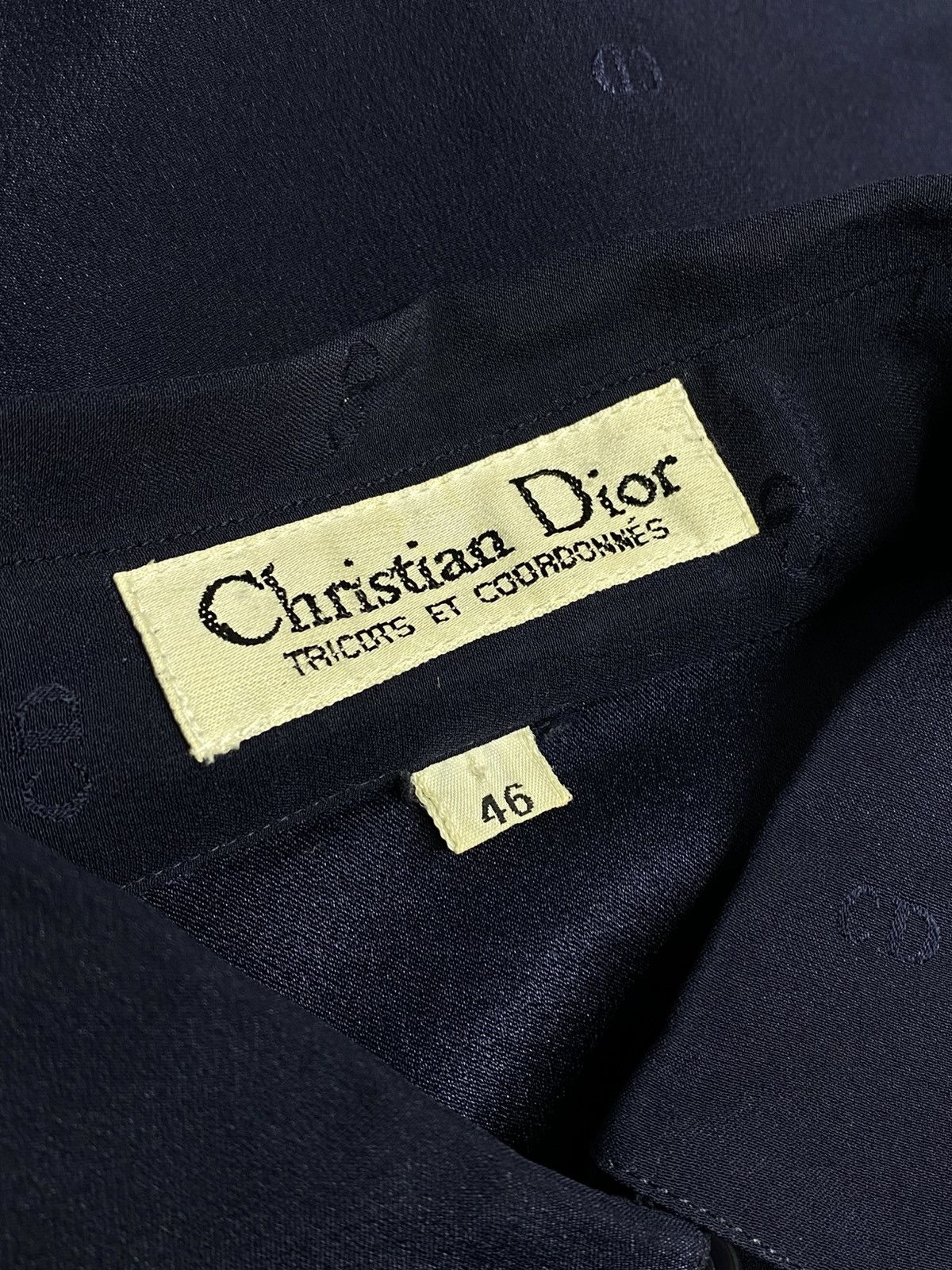 Christian Dior Monsieur Vintage 90s Christian Dior CD Monogram Silk Shirt Navy Blue Size US S / EU 44-46 / 1 - 10 Thumbnail