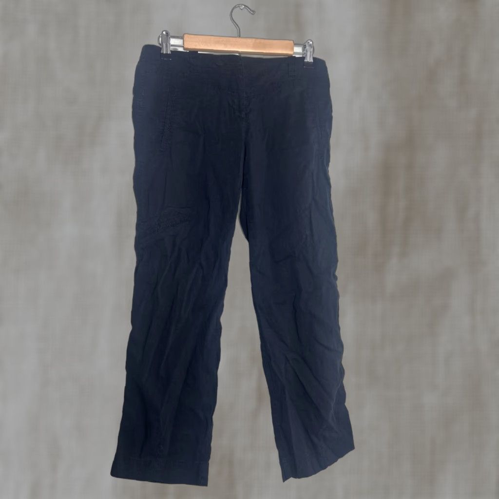 Theory Theory Women's Pants Cargo Linen Viscose Lightweight Black 6 Inseam 27" High Rise Size 28" / US 6 / IT 42 - 1 Thumbnail