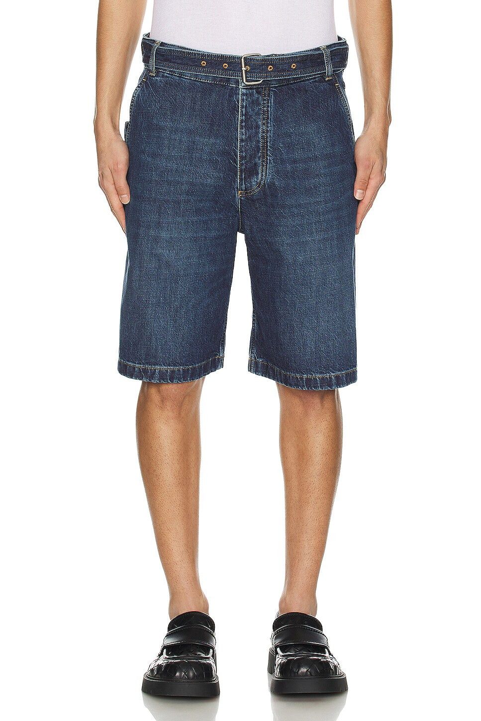 Bottega Veneta o1n1vont1225 Belted Denim Shorts in Blue Size US 34 / EU 50 - 3 Thumbnail