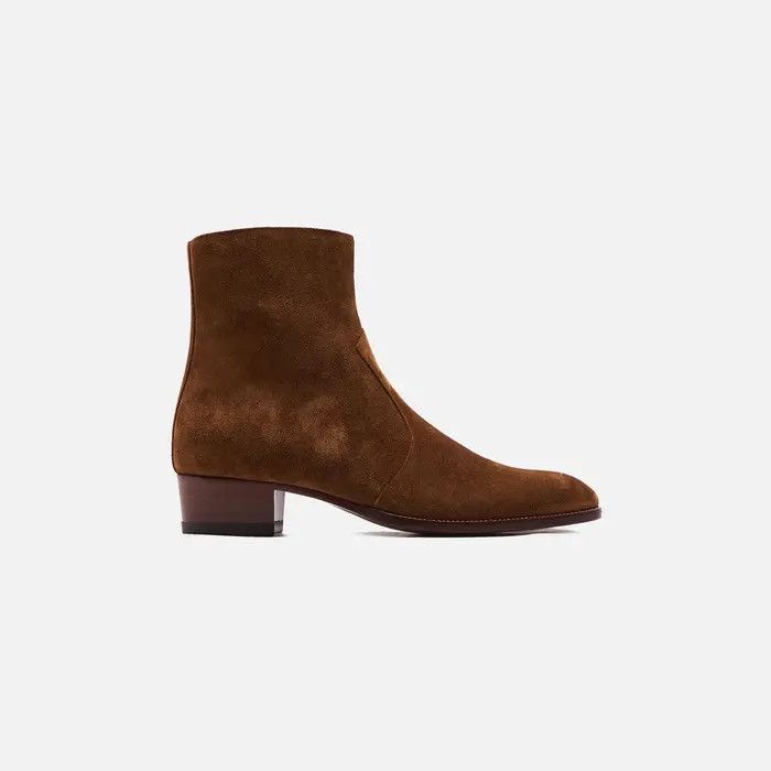 Saint Laurent Paris o1bcso1str1224 Wyatt Zipped Boots In Suede in Brown Size US 8 / EU 41 - 1 Thumbnail