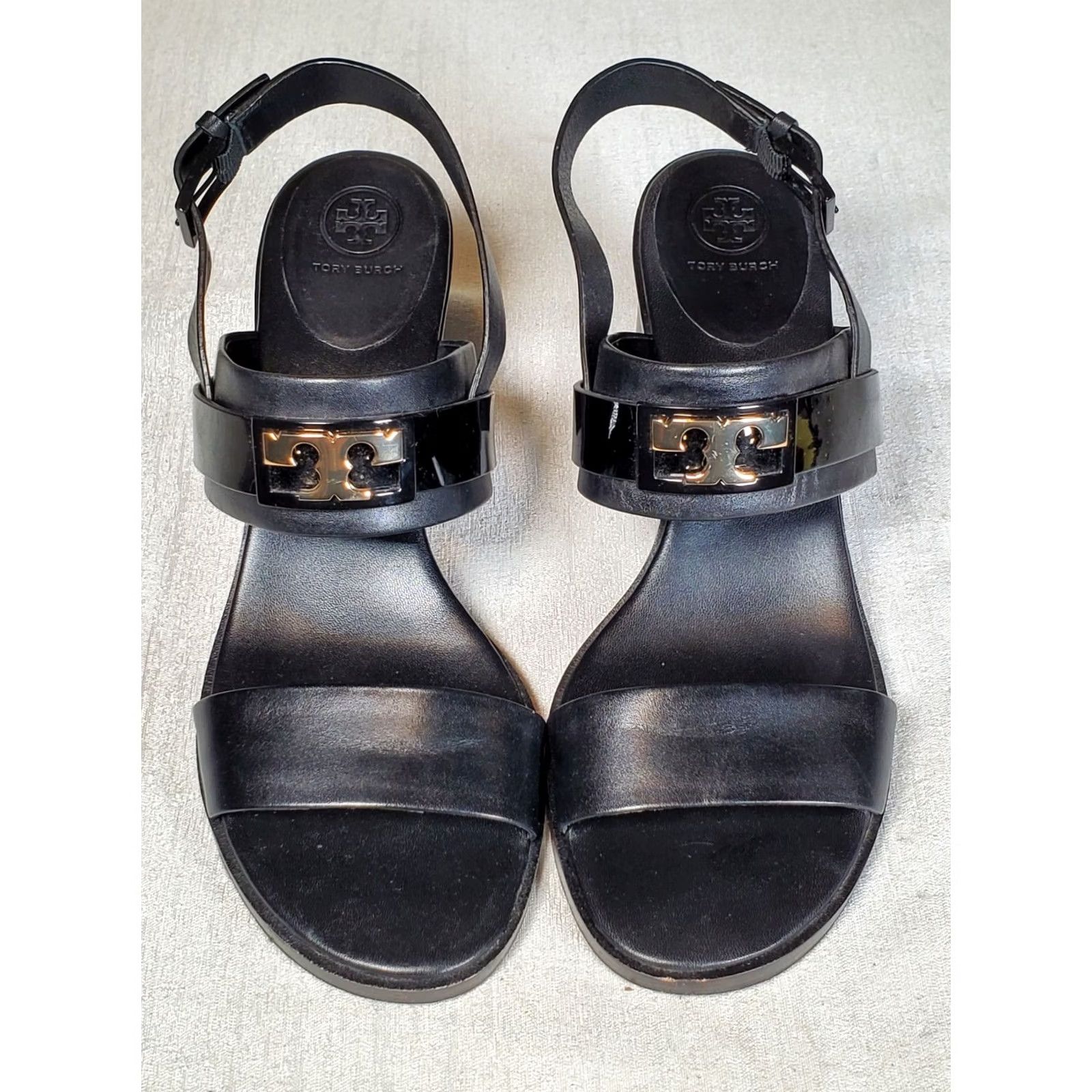 Tory Burch Tory Burch GiGi Slingback Block Heel Sandals Black Leather 10 Women US 10 M Strappy Buckle Logo Hardware Open Toe Casual Party/Cocktail Size US 10 / IT 40 - 6 Thumbnail