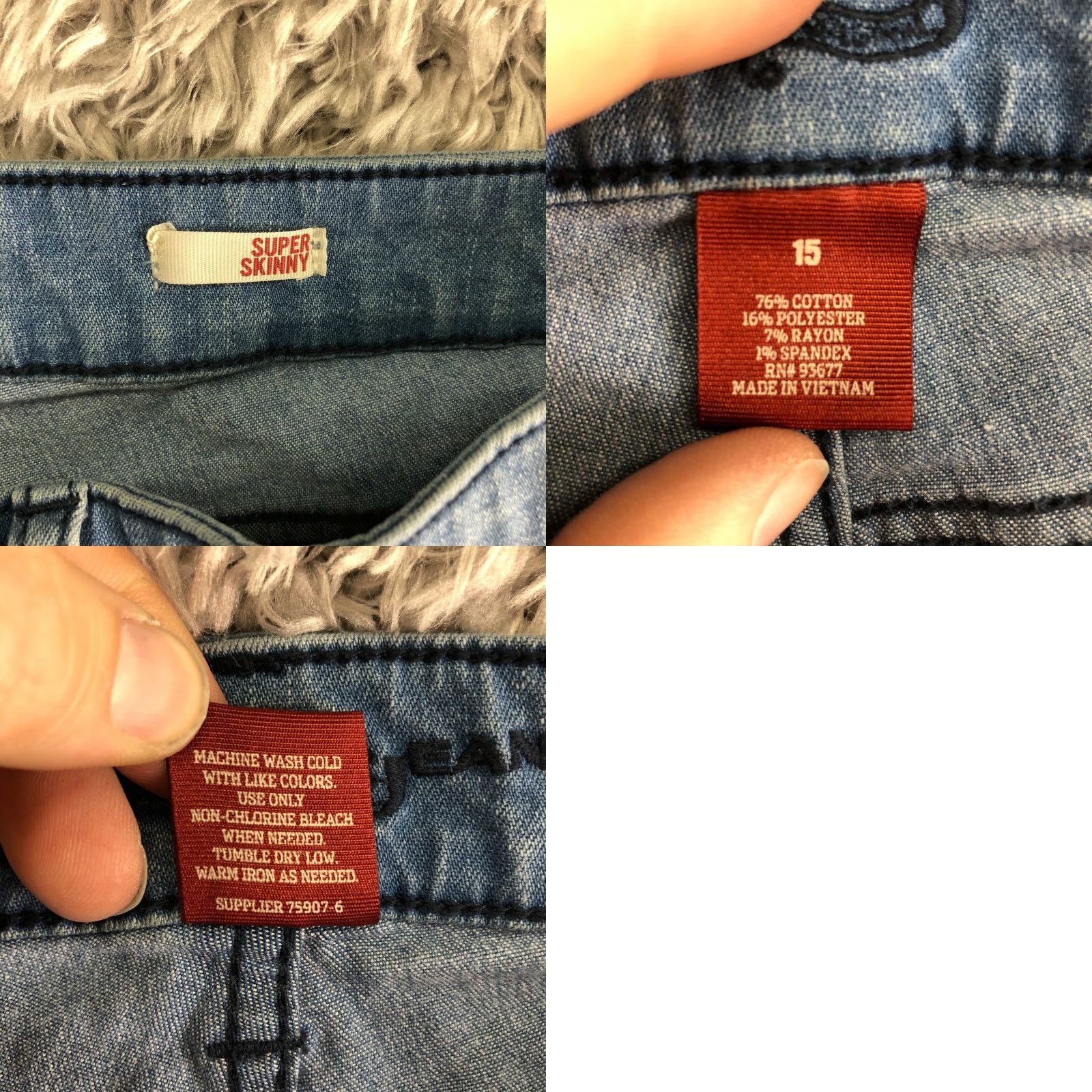 Vintage Arizona Jeans Womens Size 15 High Rise Super Skinny Medium Wash Blue Jeans Size 36" / US 14 / IT 50 - 8 Thumbnail