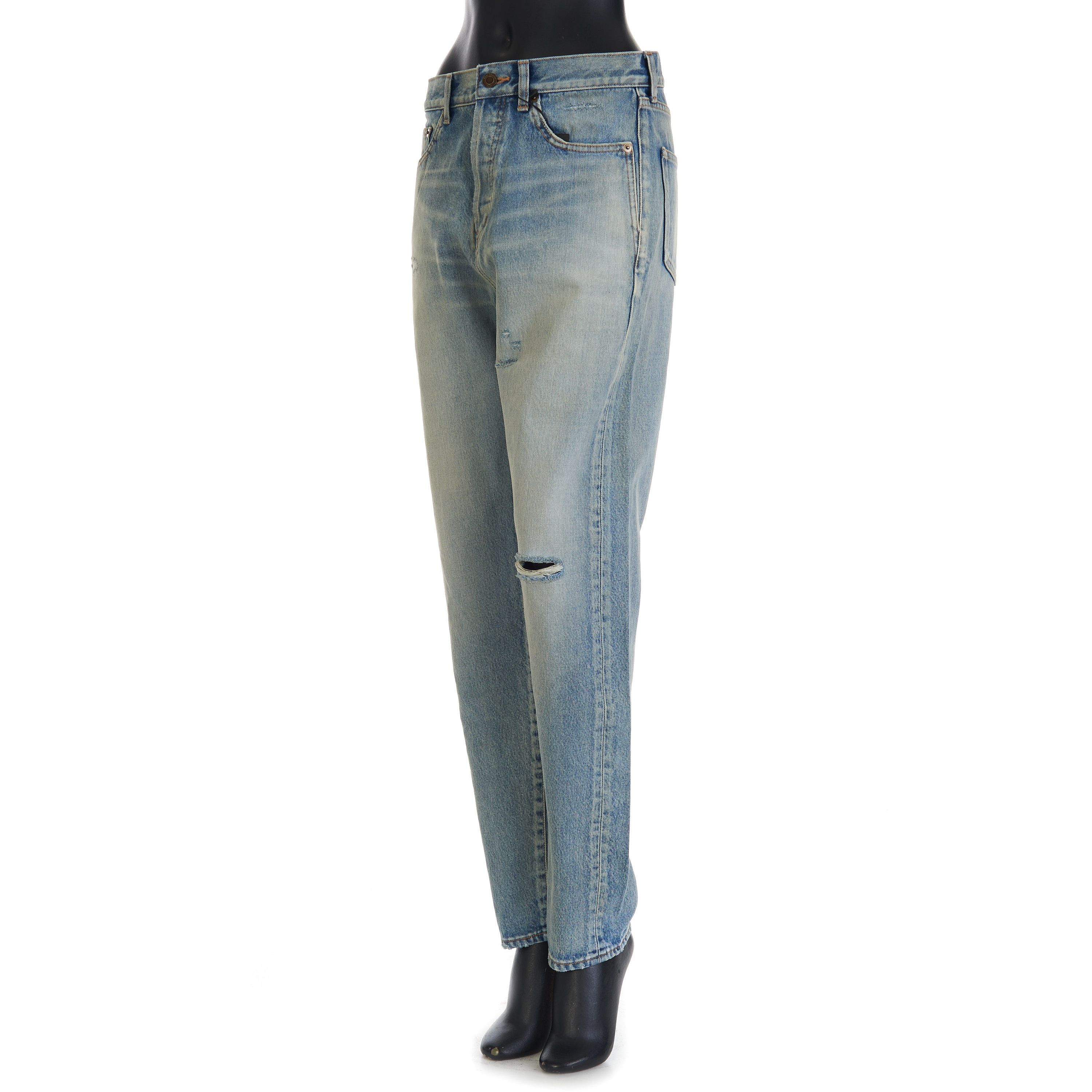 Saint Laurent Paris YSL High Waist - Slim Fit Jeans In Santa Monica Blue Denim Size 29" - 2 Thumbnail