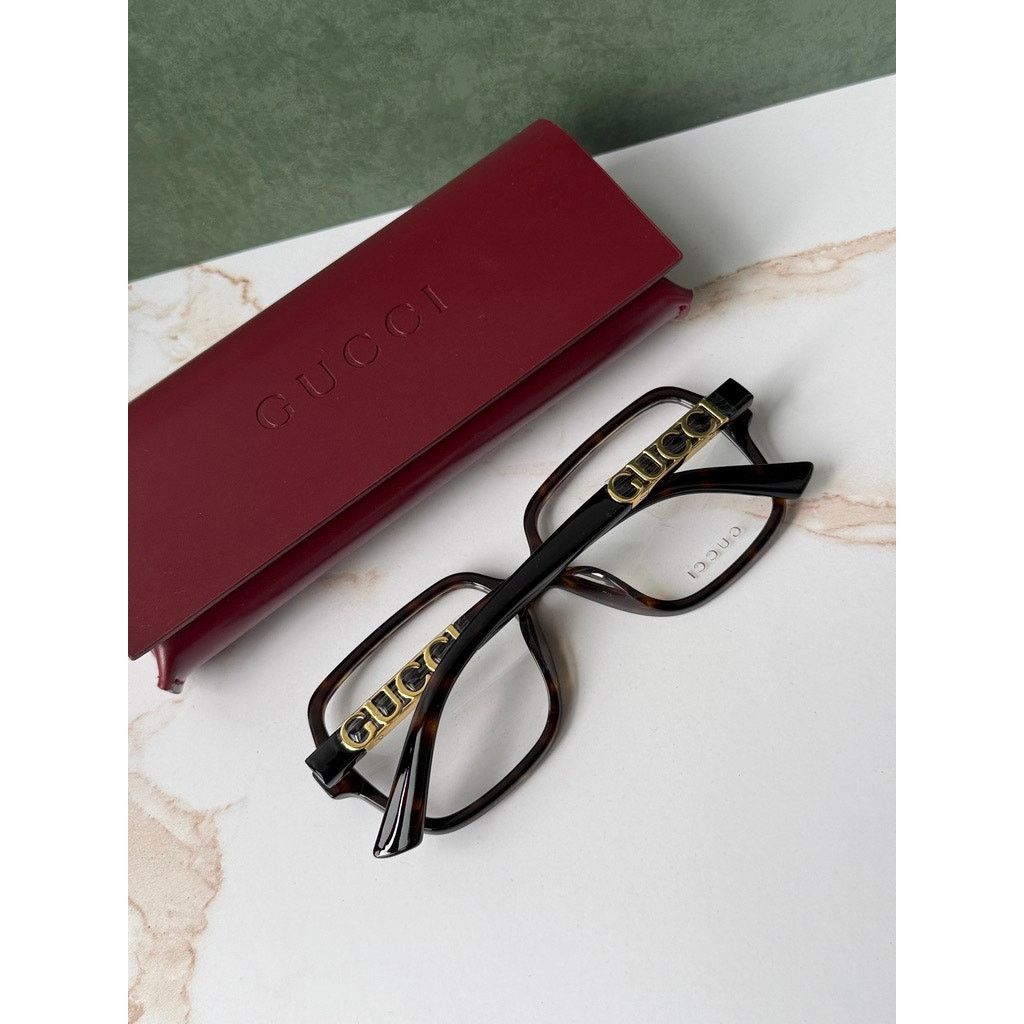 Gucci NEW Gucci GG1193OA Havana Brown Gold Logo Eyeglasses Frames Size ONE SIZE - 4 Thumbnail