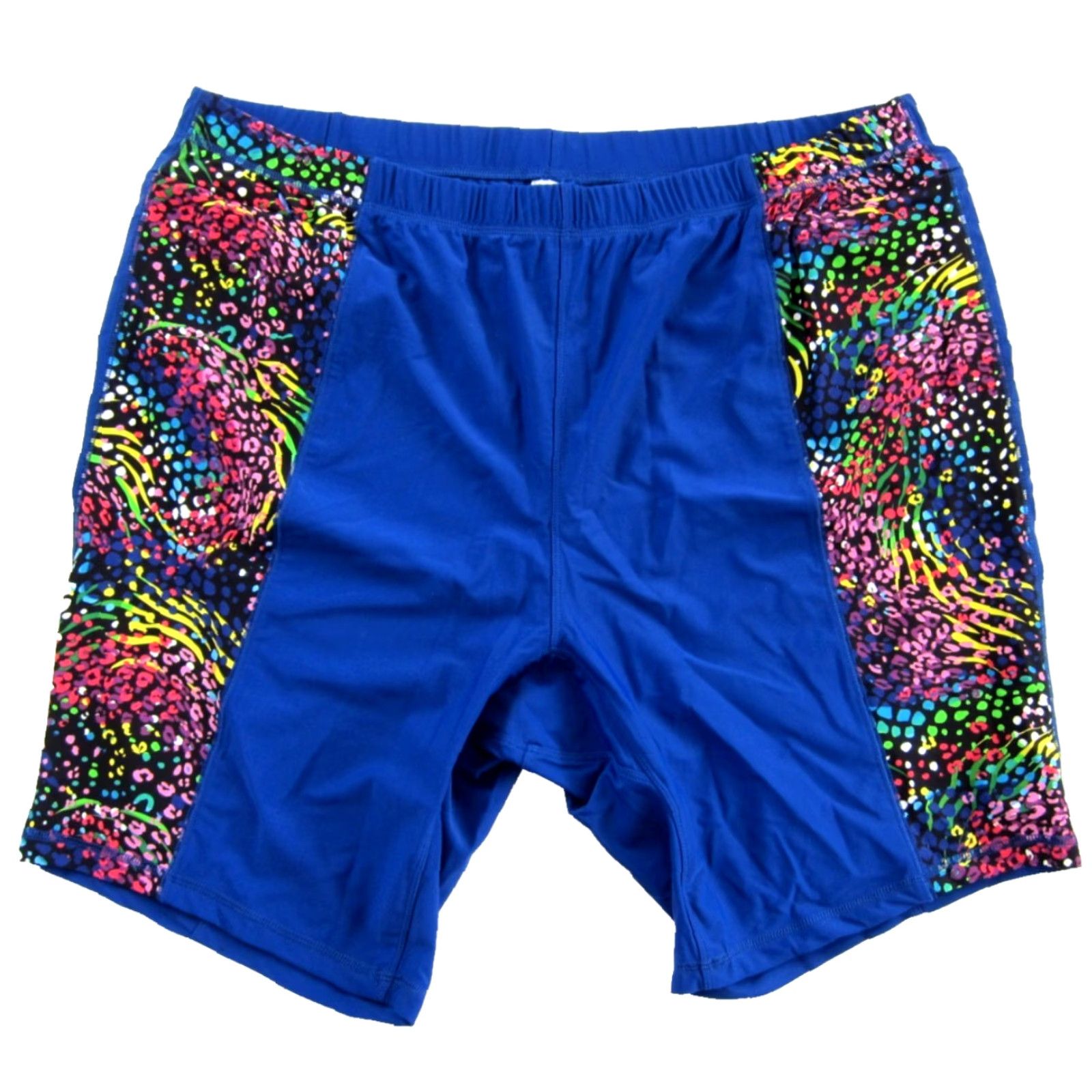 Vintage HydroChic Bermuda Short Women 3X Navy Blue Tiger UV Active Wear Stretch Zip Pockets Navy 3X Womens Size 40" / US 18 - 2 Thumbnail