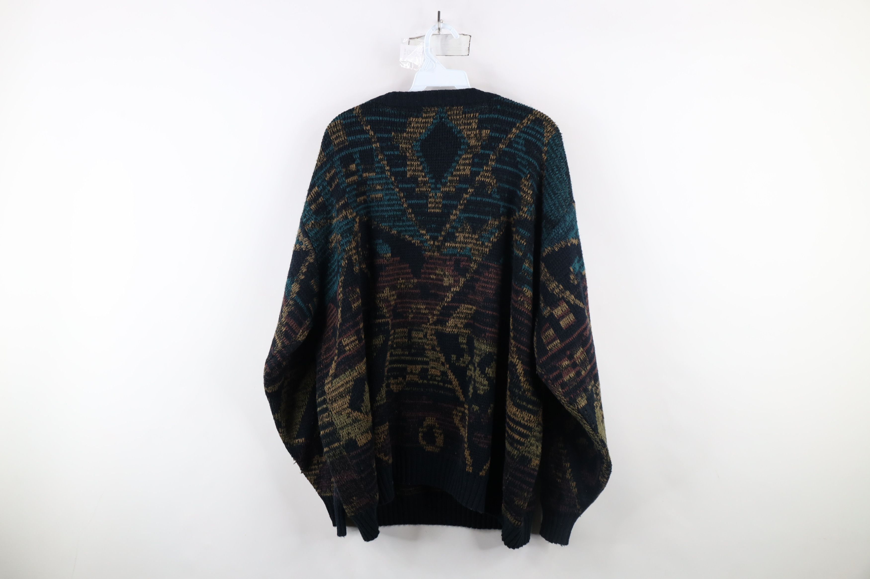 Vintage Vintage 90s Coogi Style Rainbow Geometric Knit Sweater Size US XXL / EU 58 / 5 - 7 Thumbnail