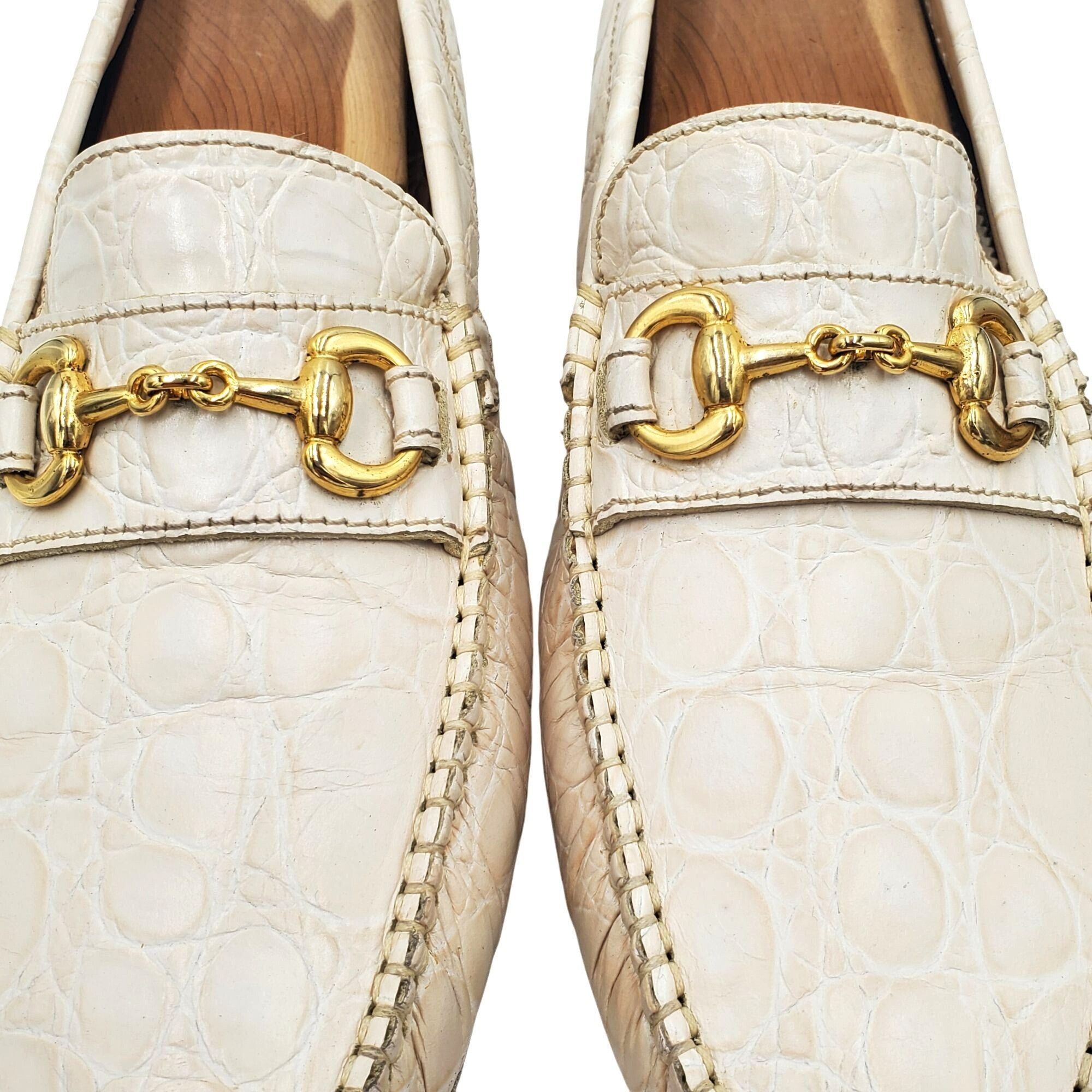 Aldo Brue Aldo Brue Men size 11 Beige Crocodile Embossed Leather Drivi Size US 11 / EU 44 - 2 Thumbnail