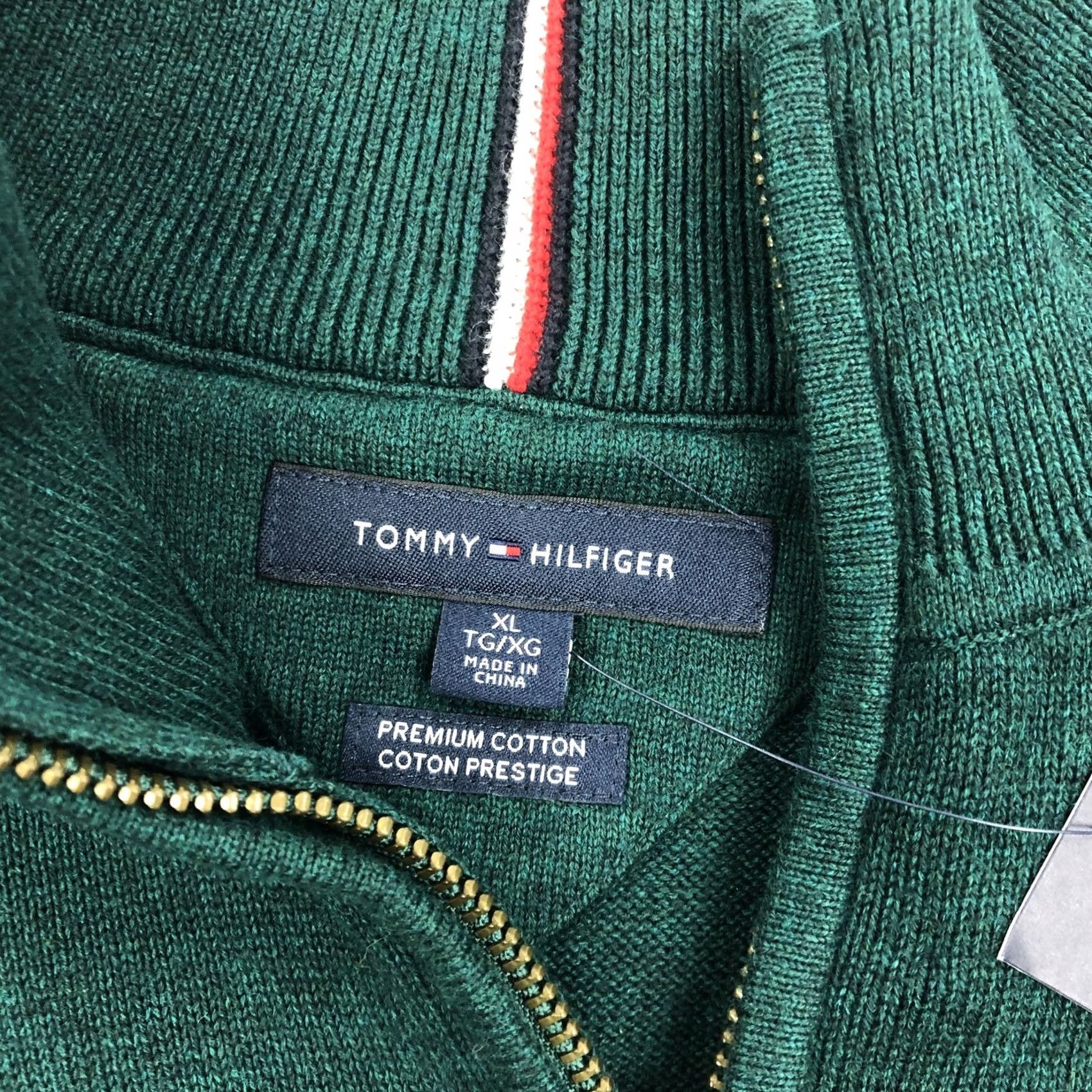 Tommy Hilfiger Tommy Hilfiger Men's Green Premium Cotton 1/4 Zip Pullover Sweater XL NWT Size US XL / EU 56 / 4 - 2 Thumbnail