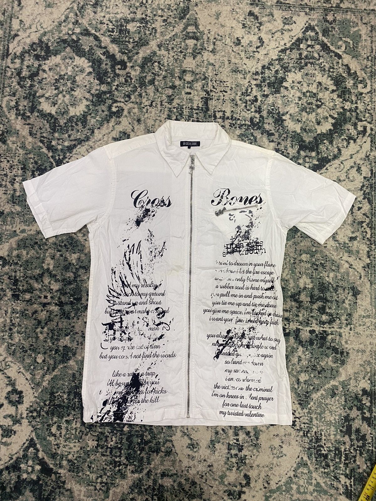 20471120 Bat-su Poem Japanese Skull Shirt Cross Zipper Shirt Size US M / EU 48-50 / 2 - 5 Thumbnail