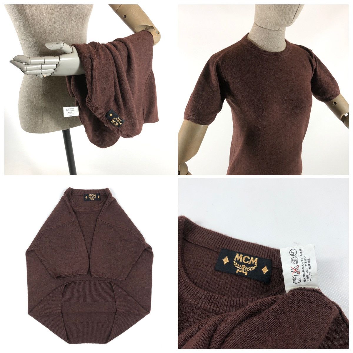 MCM VTG MCM Short Sleeve Logo Japan Wool Brown Acryl Top T-Shirt Size M / US 6-8 / IT 42-44 - 14 Thumbnail