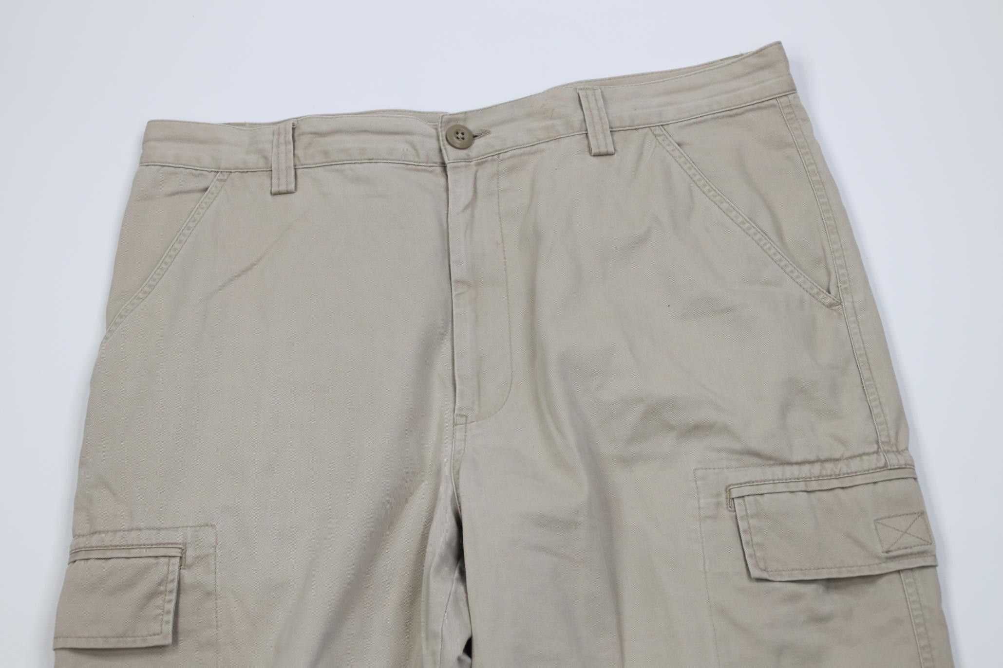 Express Vintage Y2K 2002 Express Baggy Wide Leg Cargo Pants Beige Size US 36 / EU 52 - 2 Thumbnail