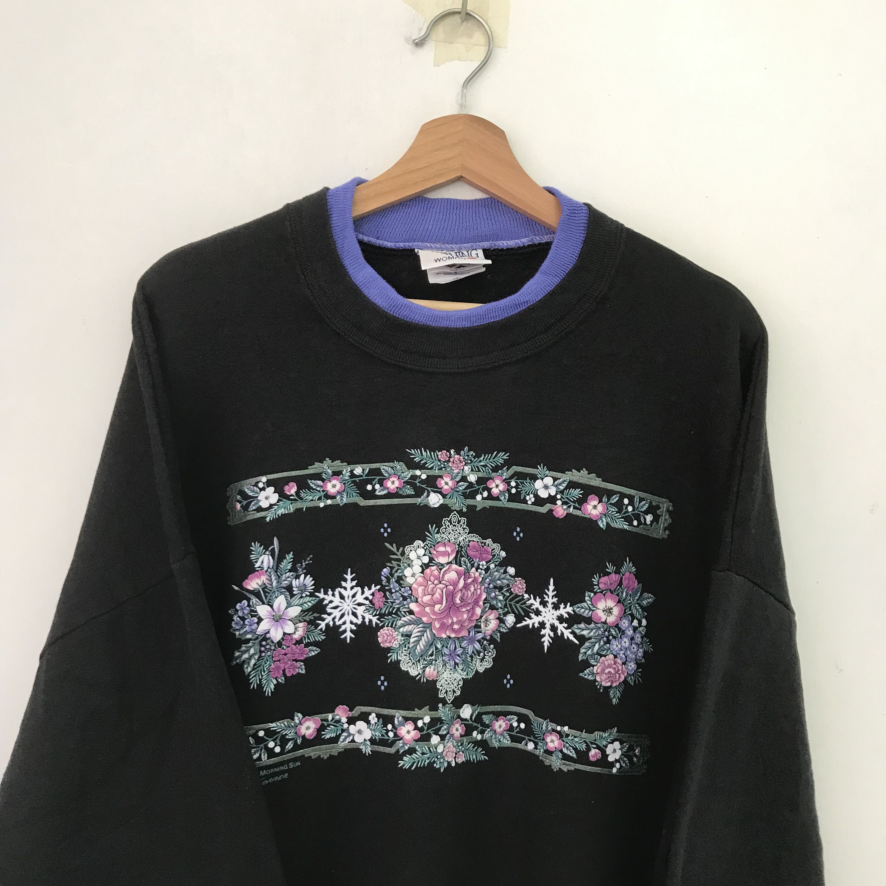 Vintage Vintage 90's Morning Sun Black Sweatshirt - 506 Size US XXL / EU 58 / 5 - 6 Thumbnail
