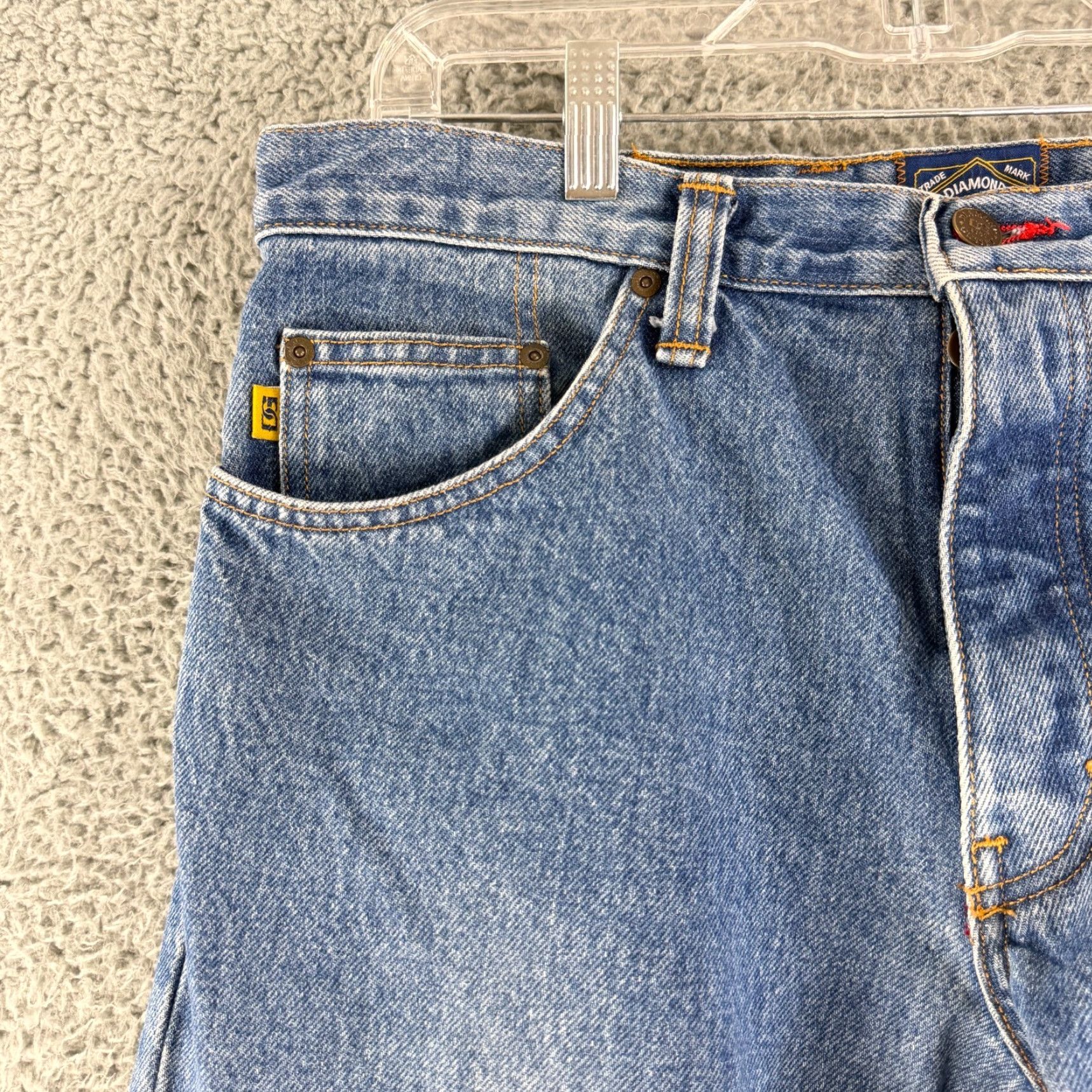 Vintage Vintage Diamond Gusset Jeans Mens 34 x 29 Blue Denim Straight Leg Made in USA Jeans Regular 34 Blue USA City College Geek Grunge USA Men Size US 34 / EU 50 - 2 Thumbnail