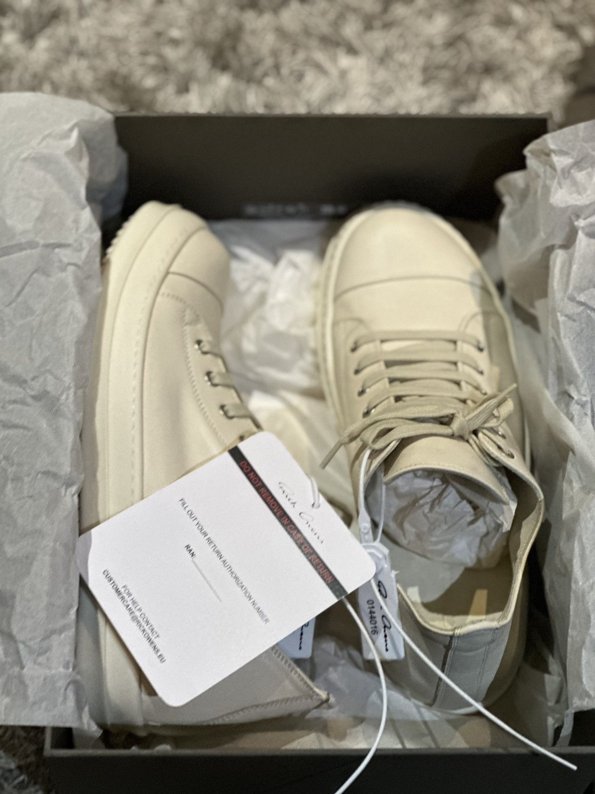 Rick Owens Rick owens leather ramones low top white milk sneakers Size US 9.5 / EU 42-43 - 3 Thumbnail