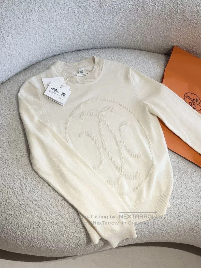 Hermes Hermes Classic H Lift Cashmere Sweater, Beige Size XS / US 0-2 / IT 36-38 - 3 Thumbnail