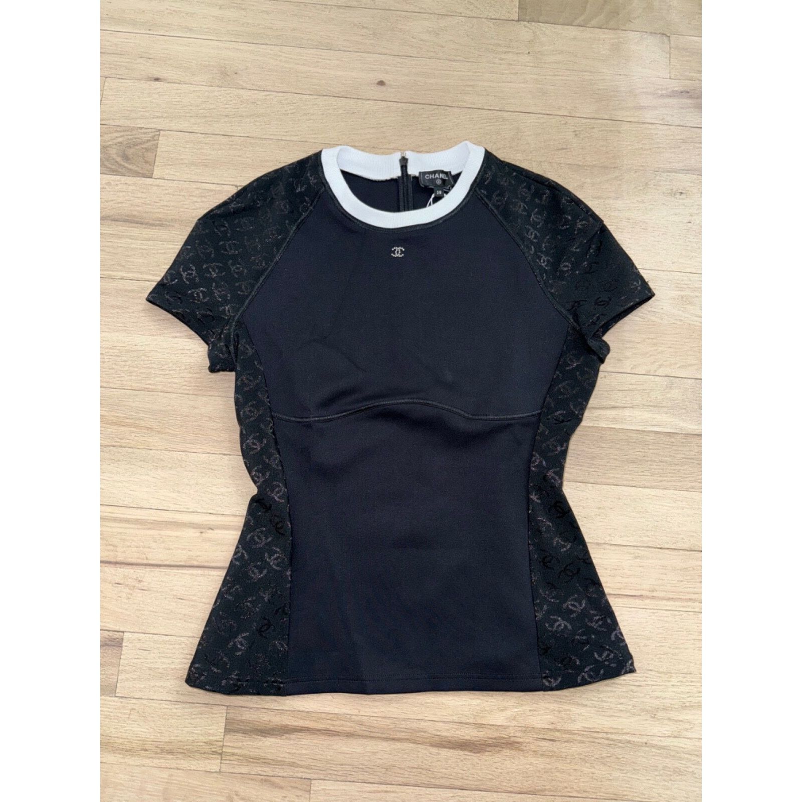 Chanel Chanel 24C Black White Neoprene Jersey Top T Shirt 38 Size XS / US 0-2 / IT 36-38 - 4 Thumbnail