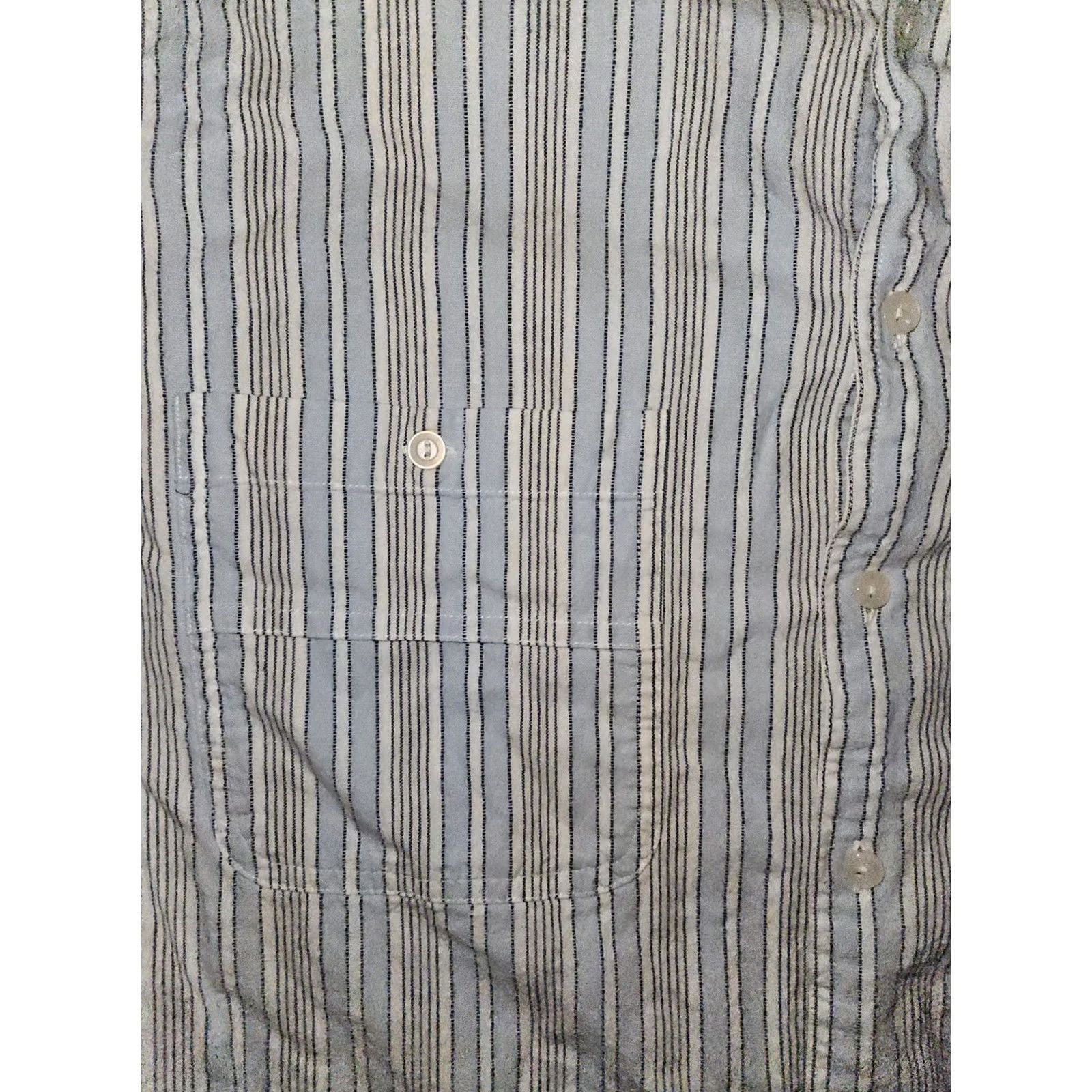 Levi's VINTAGE Levi's Diamond Label Button Up Shirt Men Large Striped 90's Blue Cotton Short Sleeve Button-Up Mens Size US L / EU 52-54 / 3 - 5 Thumbnail
