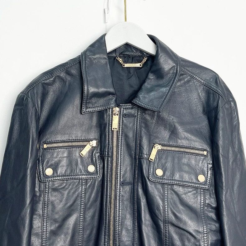 Versace Versace Dark blue full leather motorcycle jacket Size US M / EU 48-50 / 2 - 2 Thumbnail