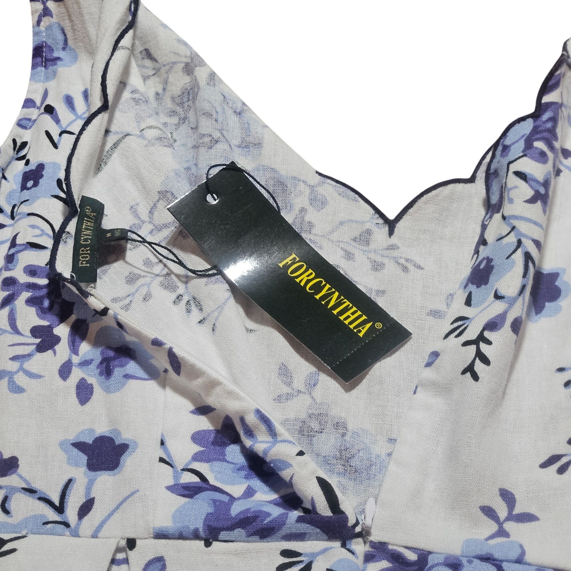 Other For Cynthia Women Blue Floral Dress M Scallop Hem Resort Sty Size M / US 6-8 / IT 42-44 - 13 Thumbnail