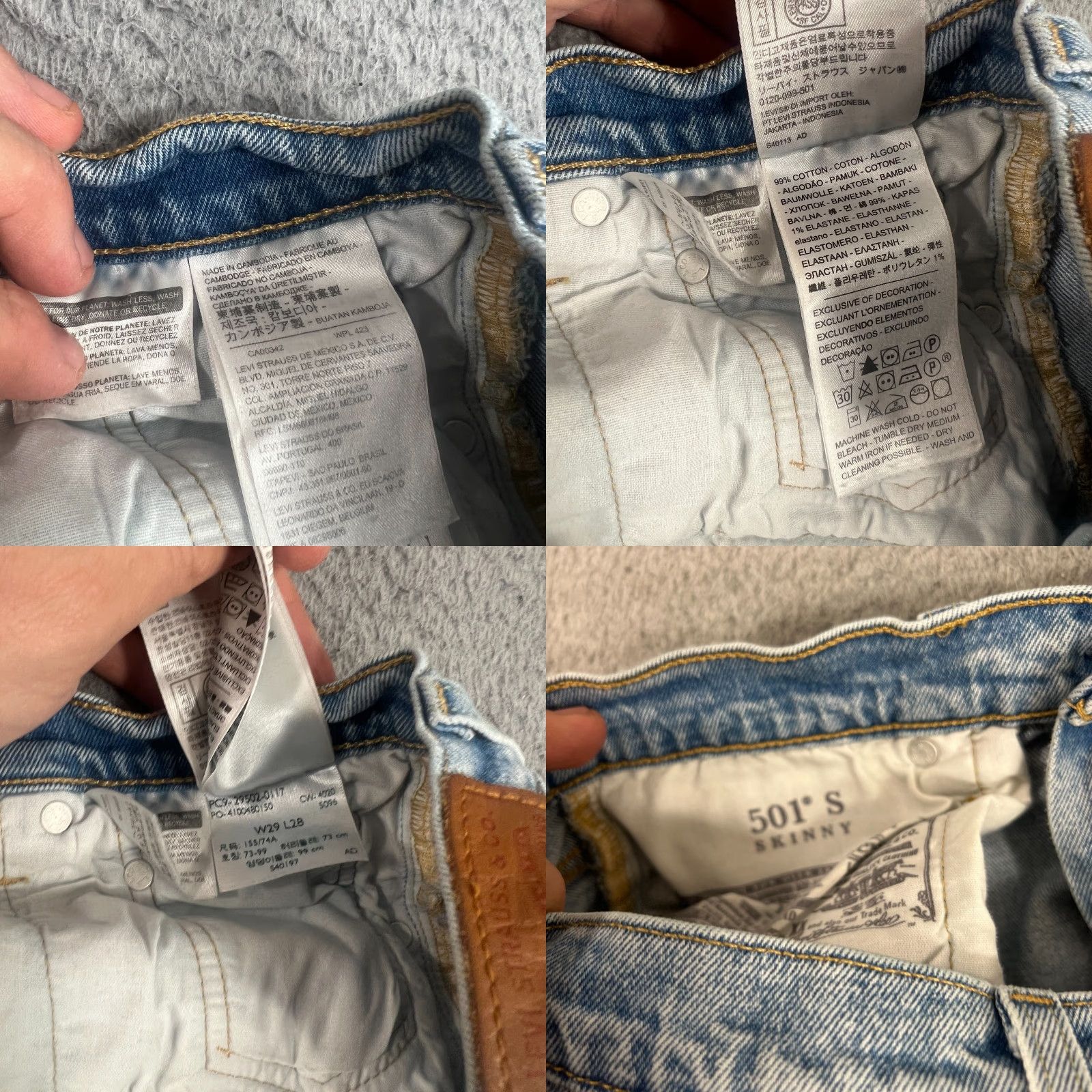 Levi's VINTAGE Levi's 501 Jeans Skinny 29 Womens Premium Denim Button Fly Frayed Cuff Blue 90s Womens Jeggings? Size 29" - 8 Thumbnail