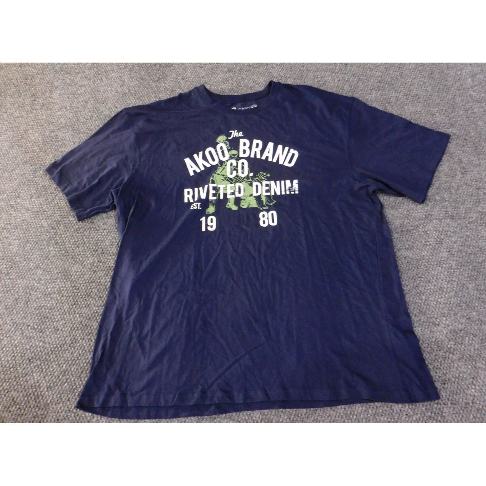 Denime AKOO T-Shirt Mens 4X Navy Blue Graphic Stars Crew Neck Short Sleeve Cotton Spandex Regular Fit Vintage: No Size US XXL / EU 58 / 5 - 2 Thumbnail