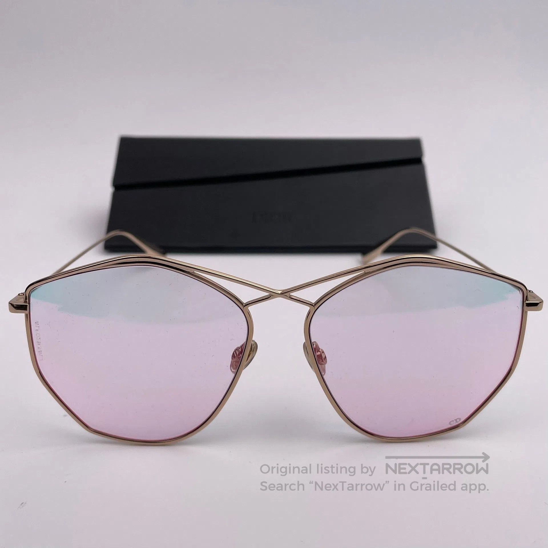 Dior Dior Gold Polygon Transparent Pink Lenses| Size ONE SIZE - 3 Thumbnail