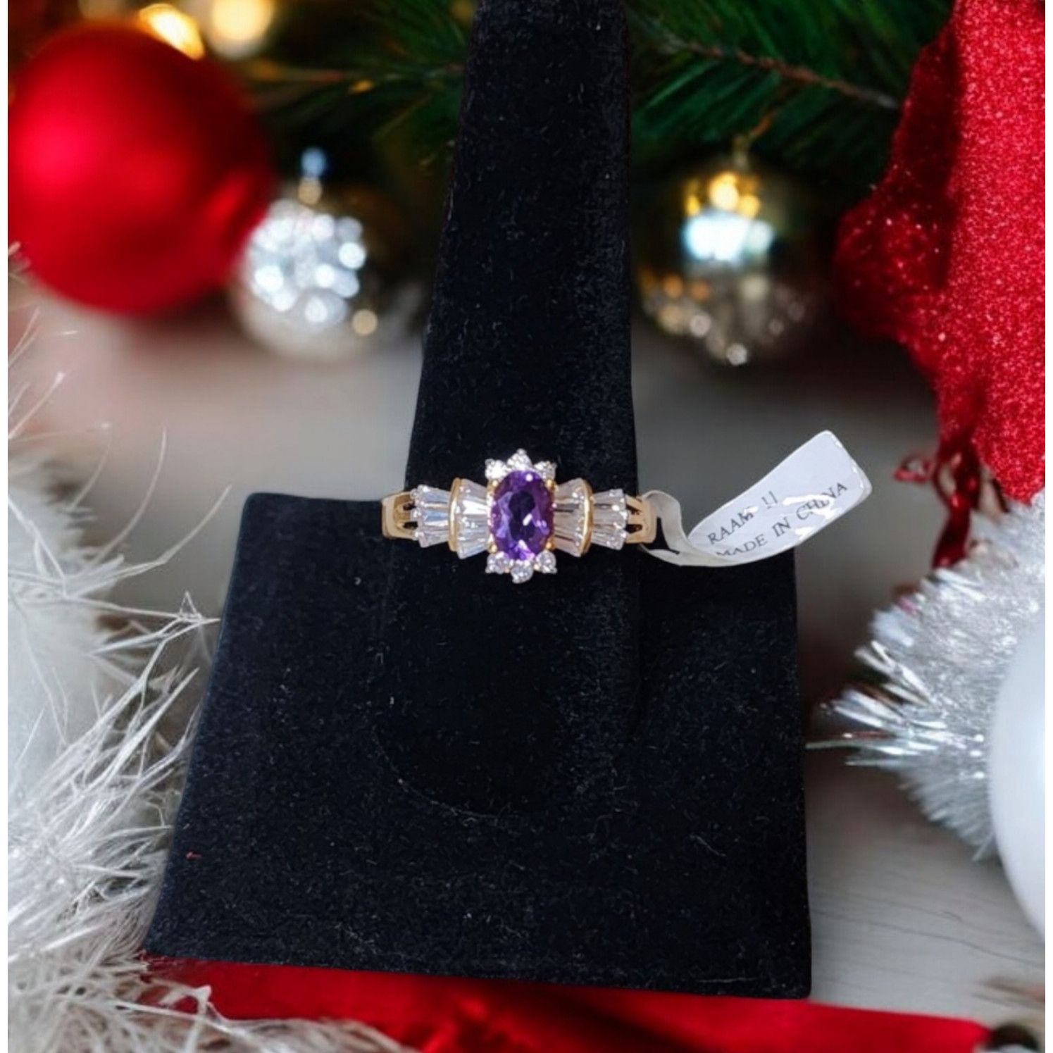 Other Genuine Amethyst & Cubic Zirconia Gold Plate Ring Size 11 Size ONE SIZE - 1 Thumbnail