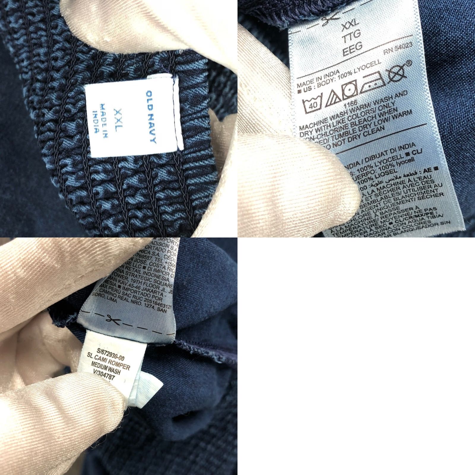 Old Navy Old Navy Sleeveless Cami Romper Women 2XL Dark Blue Chambray Lyocell Square Neck Jumper One-Piece Casual Light Weight Summer Spring Solid Size 40" / US 18 - 8 Thumbnail