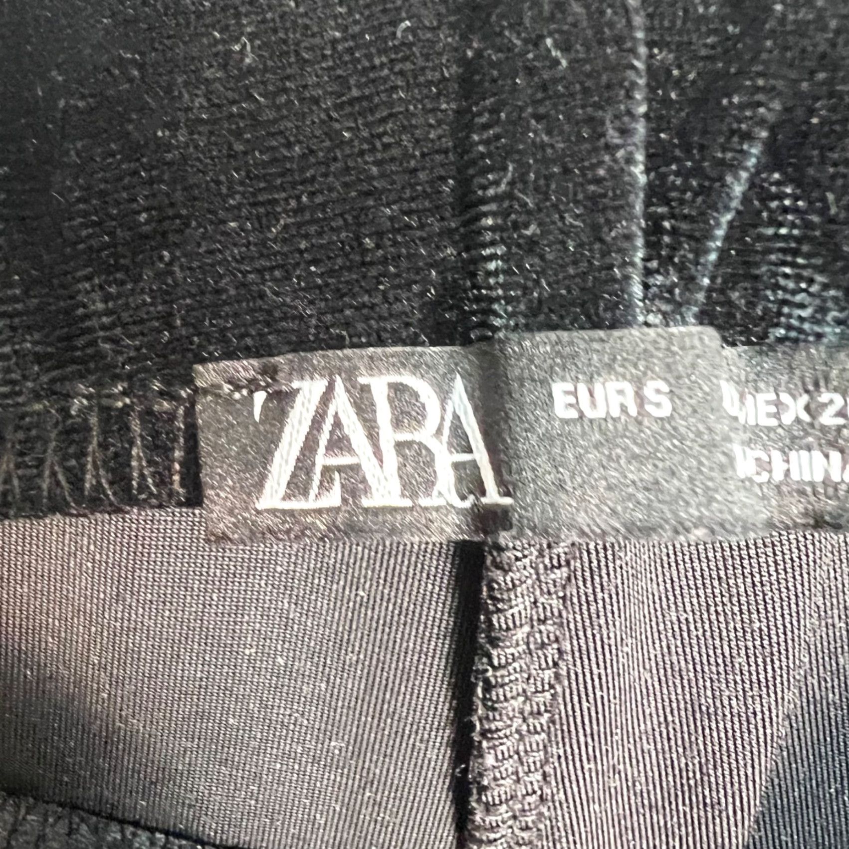 Zara Zara Womens Size Small Black Flared Stretch Pants Velvet Soft Touch Size 28" / US 6 / IT 42 - 3 Thumbnail