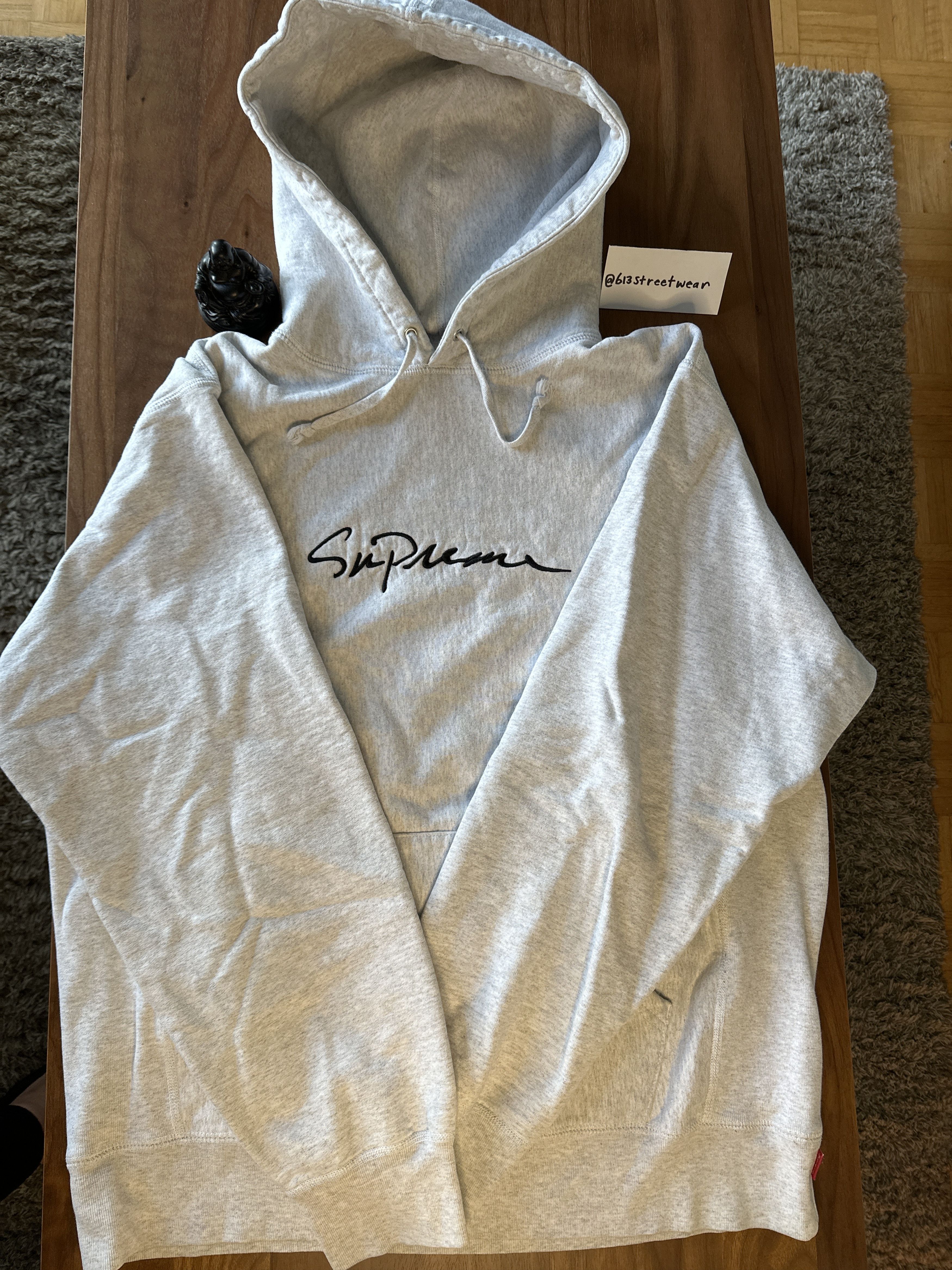 image of Supreme Script Hoodie Grey, Men's (Size XL)