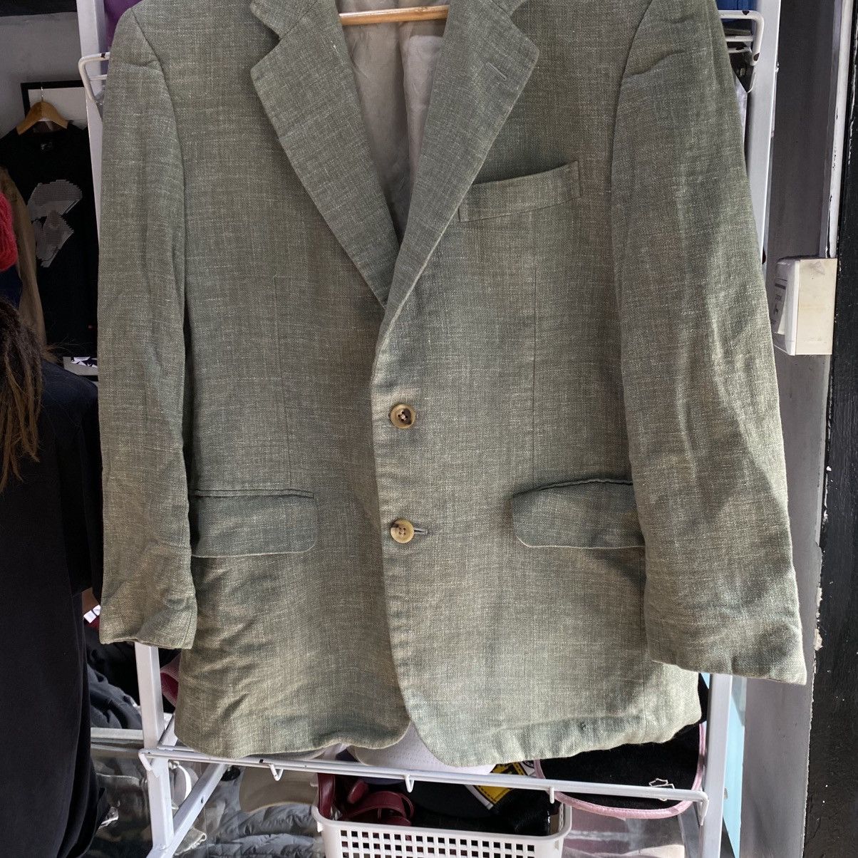 Burberry × Vintage Mens Blazer Jacket Burberrys Silk, Linen And Wool Size Large Size 44R - 4 Thumbnail