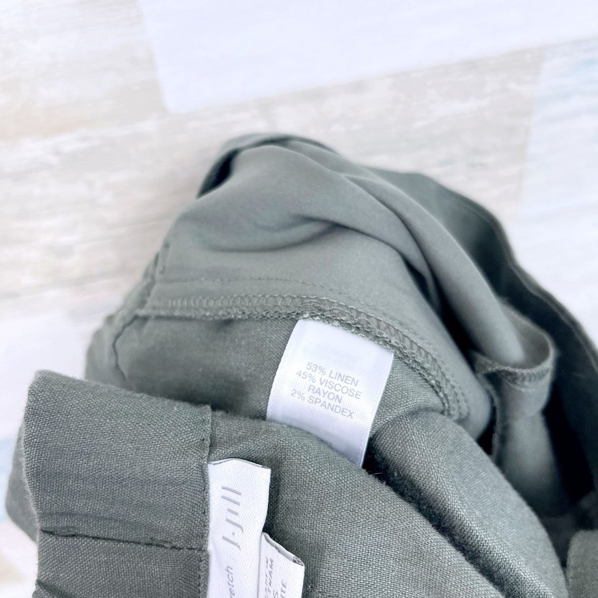 J. Jill J Jill Linen Stretch Crop Pull On Pants Green Mid Rise SP Size 32" / US 10 / IT 46 - 6 Thumbnail