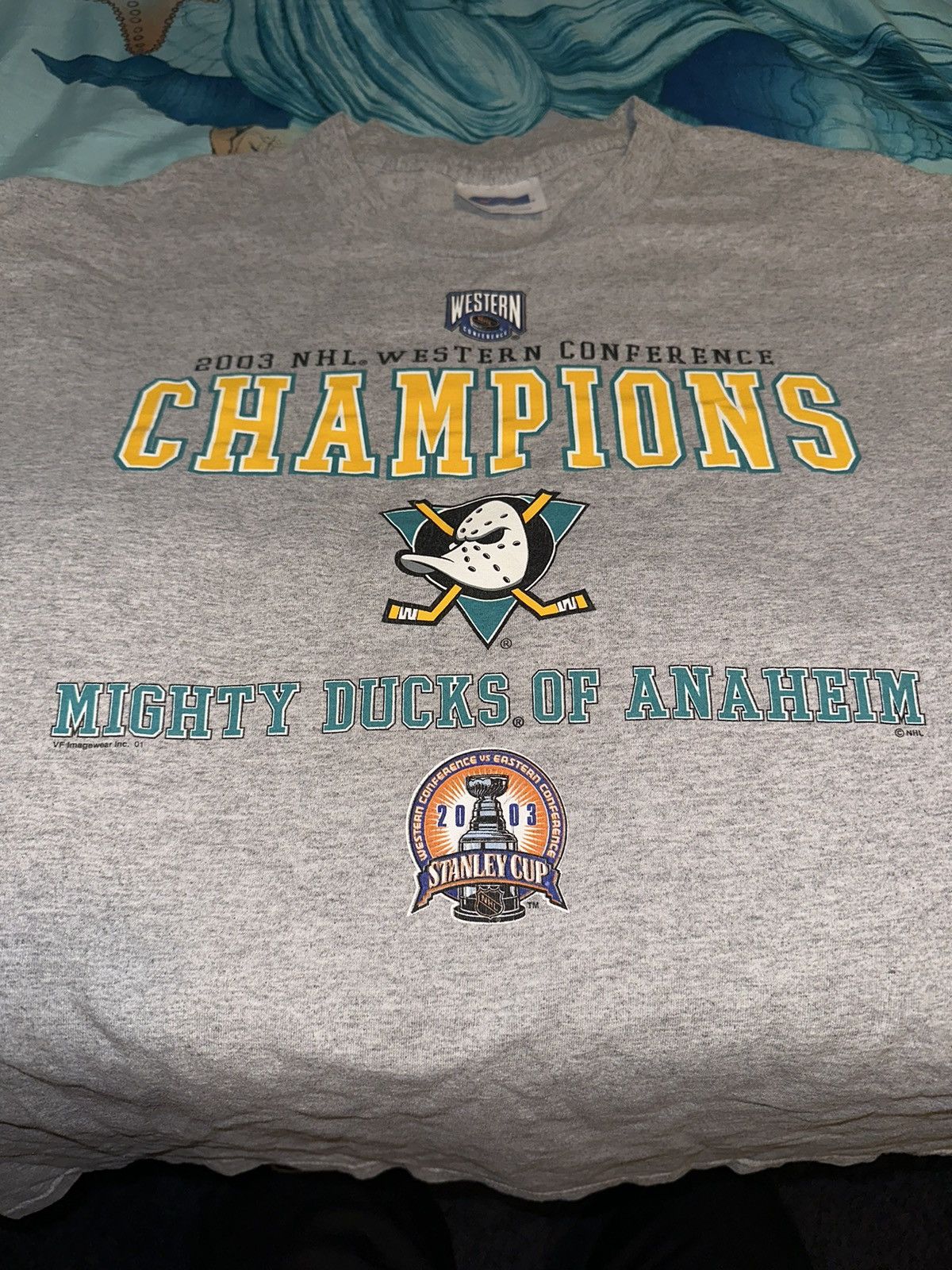NHL Anaheim Ducks 2003 Western Conference Champions T-Shirt Size US L / EU 52-54 / 3 - 1 Thumbnail