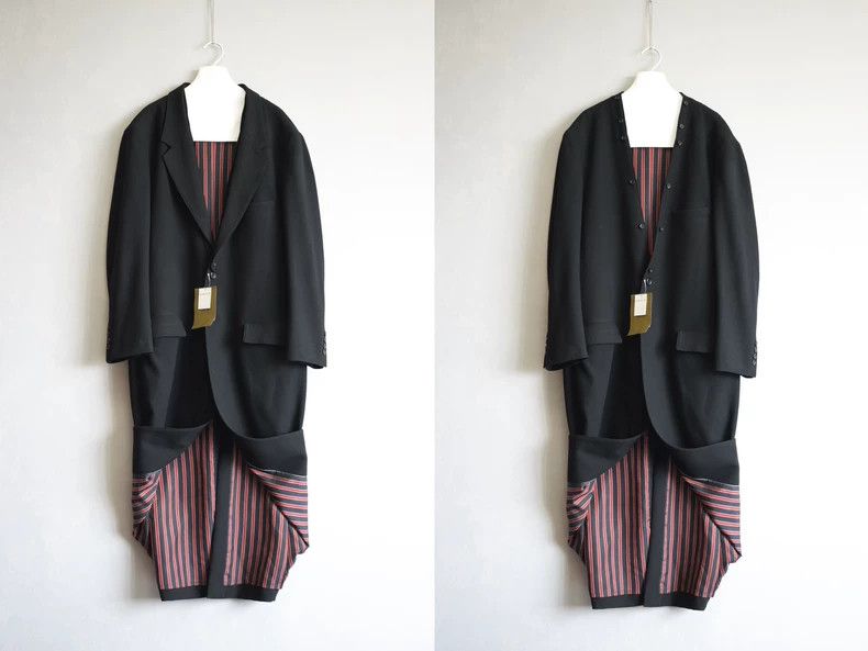 Yohji Yamamoto Yohji Yamamoto 24AW Flannel Stripe Drape Coat 2504-Nextarro Size US XL / EU 56 / 4 - 5 Thumbnail