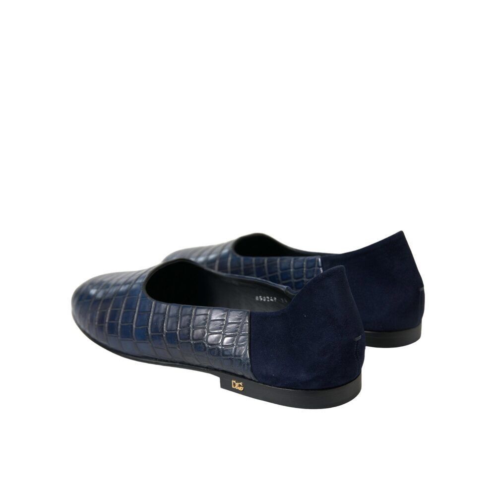 Dolce & Gabbana Dolce & Gabbana Elegant Blue Crocodile Leather Loafers Size US 12 / EU 45 - 4 Thumbnail