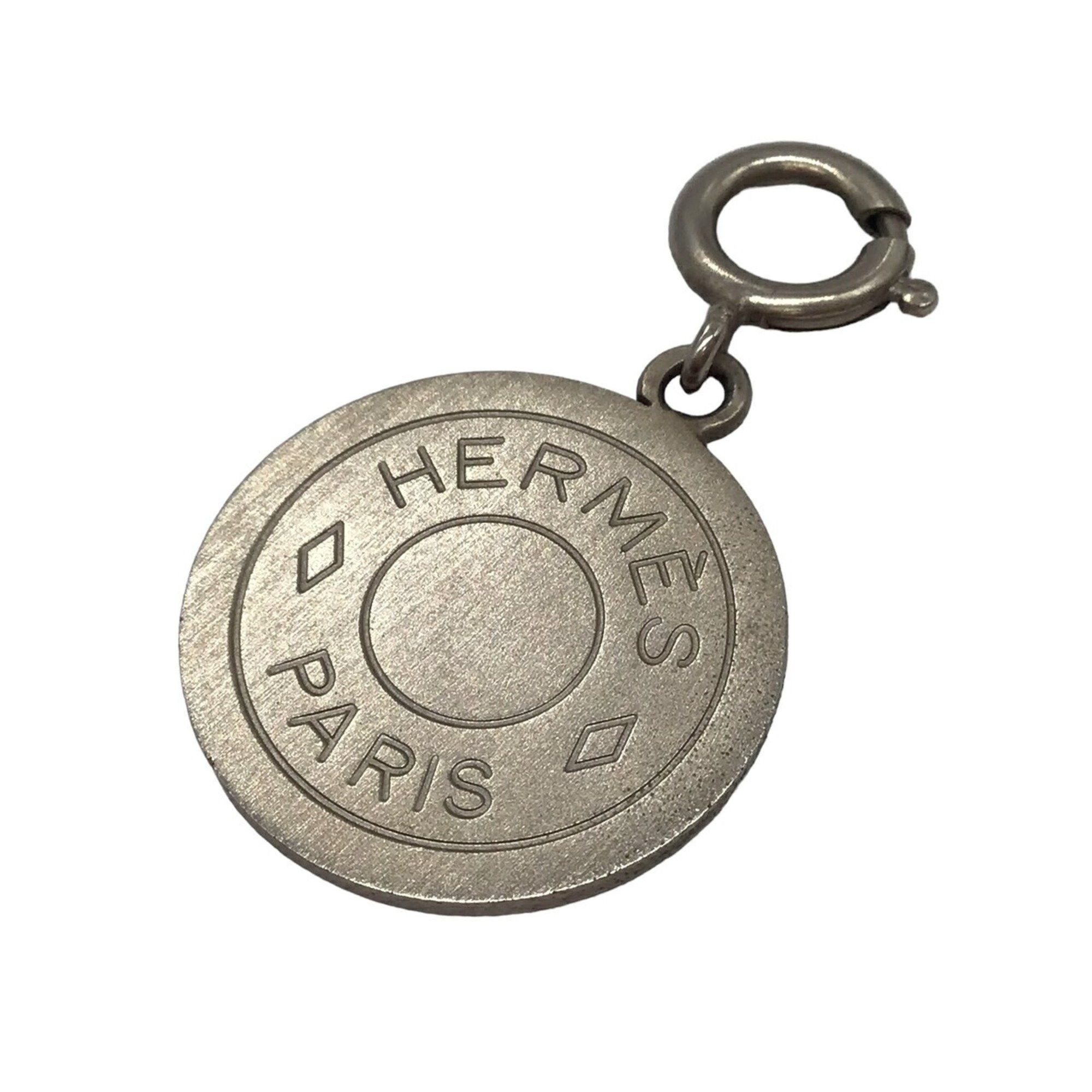 image of Hermes Serie Coin Top Necklace Silver Pendant Round Women Men Unisex