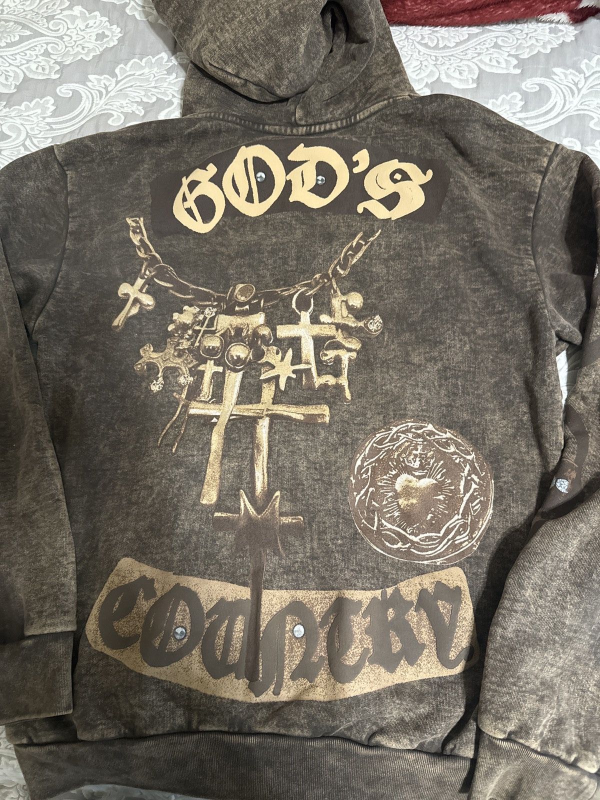image of Travis Scott Gods Country Zip Up Hoodie in Brown, Men's (Size Medium)