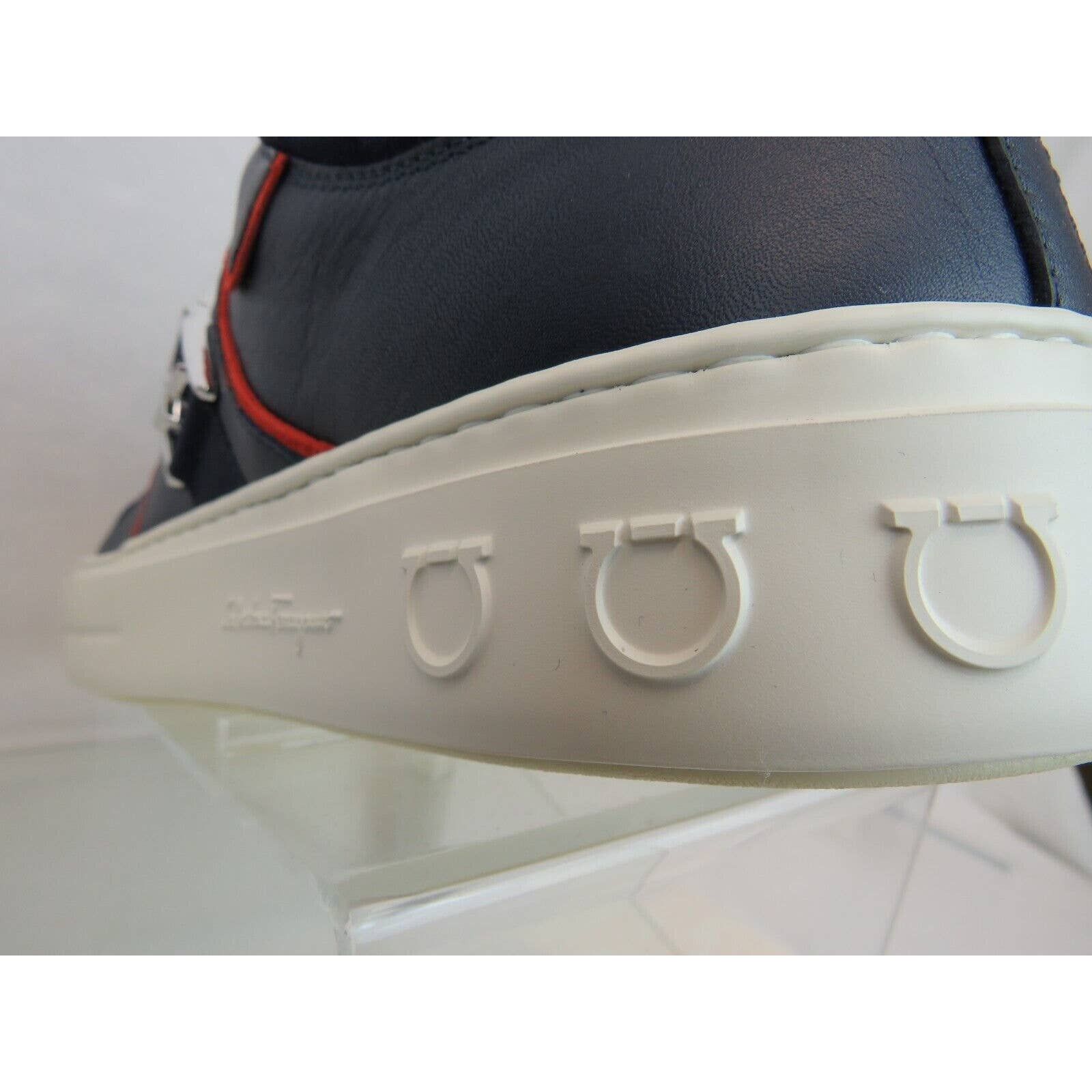 NORIS NAVY LEATHER RED SUEDE SF LOGO WHITE SNEAKERS 10 M