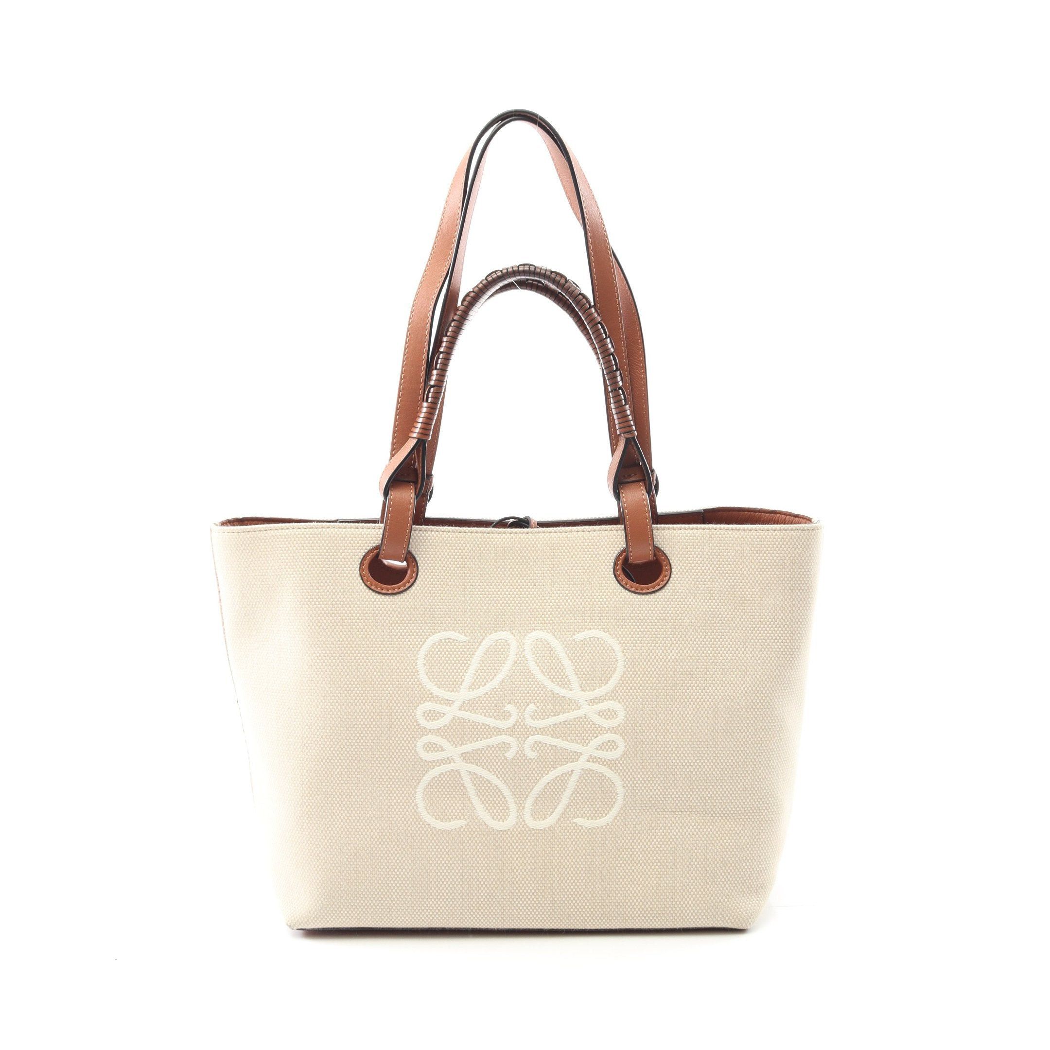 Loewe Loewe Anagram Shoulder Bag Tote Canvas Leather Off White Brown Size ONE SIZE - 1 Thumbnail