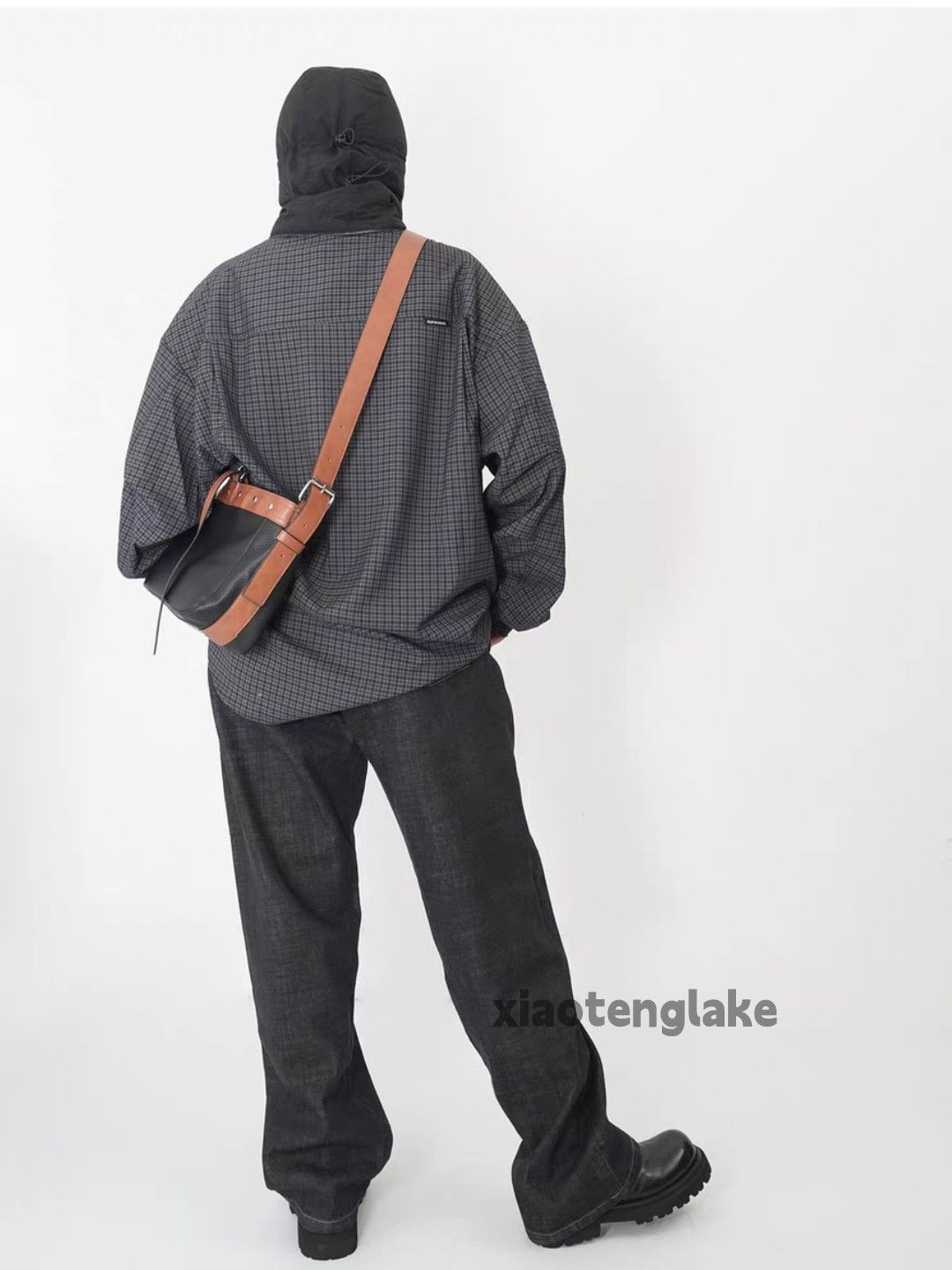 Unisex utility punk hiphop patchwork crossbody bag