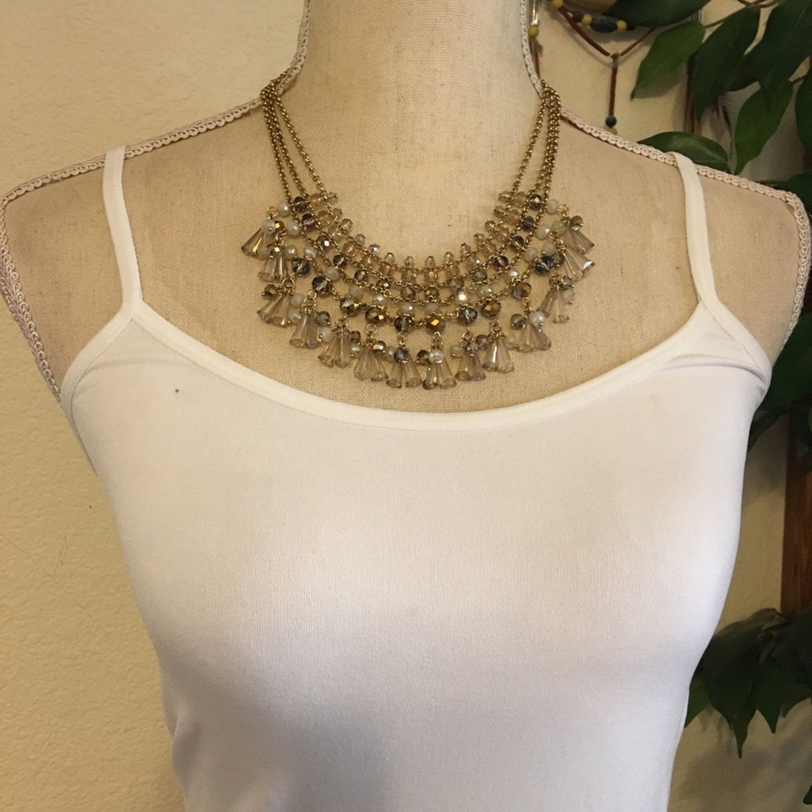 Jewelry Multi tone faceted glass stone bib necklace Size ONE SIZE - 3 Thumbnail