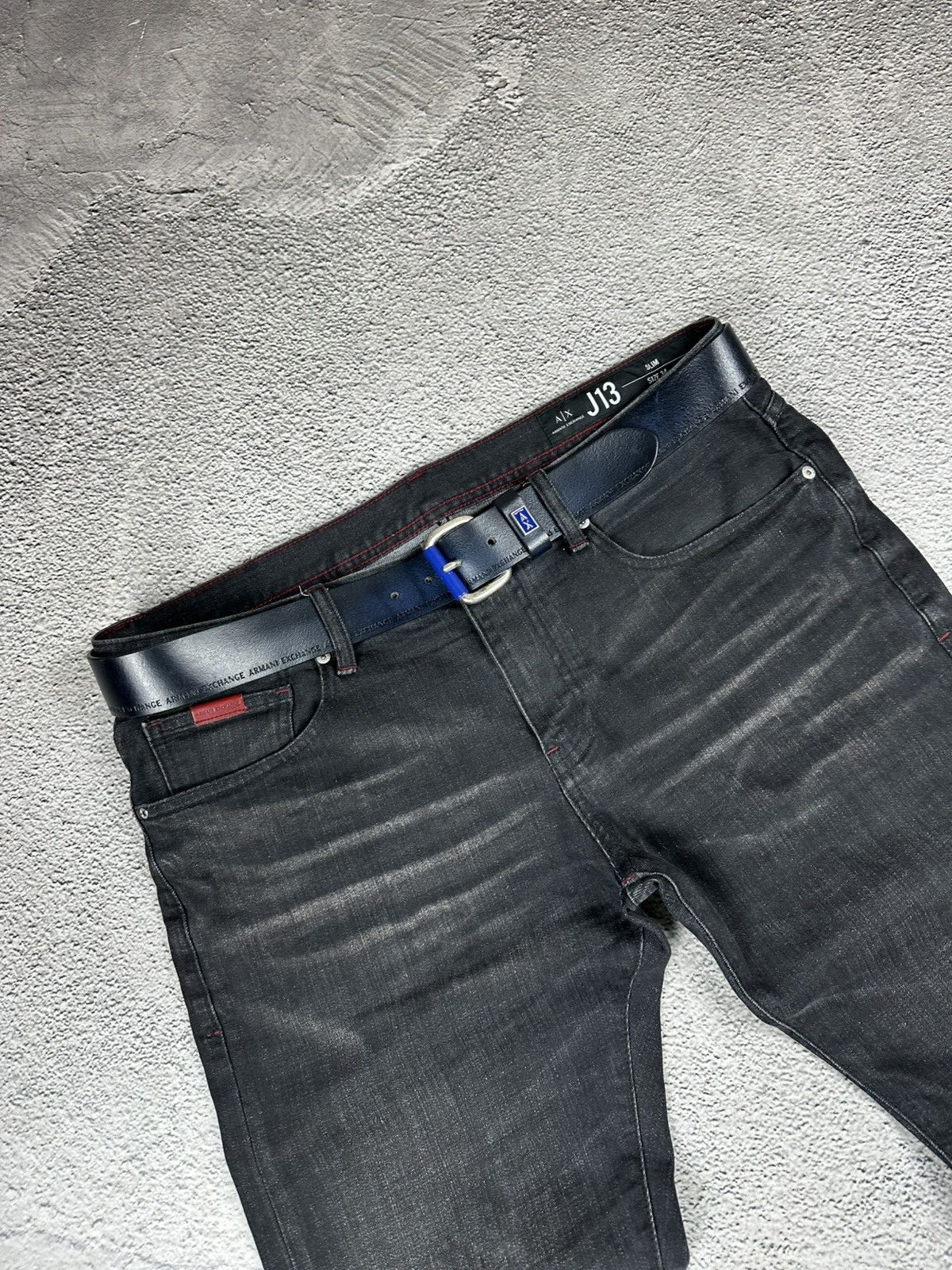 Armani Exchange Armani Exchange Slim Denim Jeans + Armani Leather Belts Y2K Size US 34 / EU 50 - 5 Thumbnail