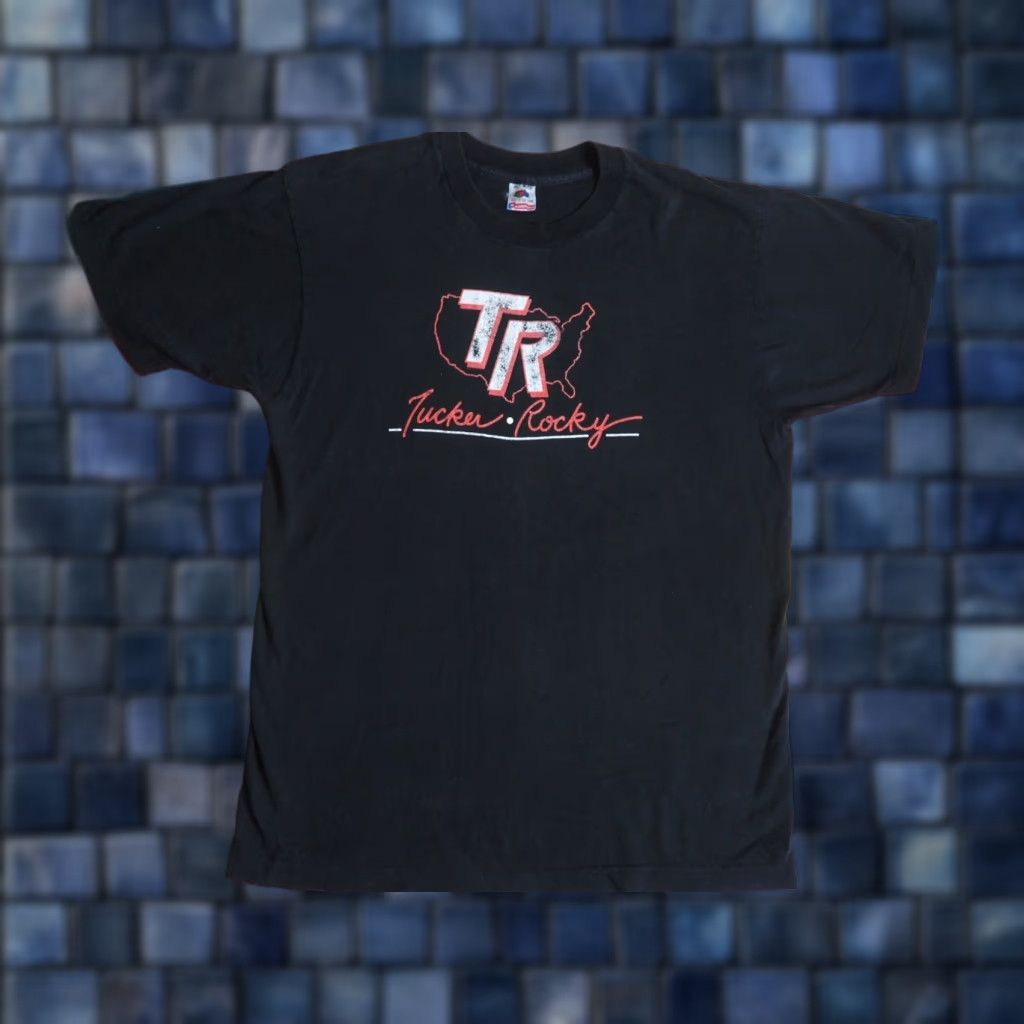Fruit Of The Loom VTG 80s 90s Fruit of the Loom Tucker Rocky Moto MX Dirt Bike Promo Black Tee T-Shirt L Size US L / EU 52-54 / 3 - 1 Thumbnail