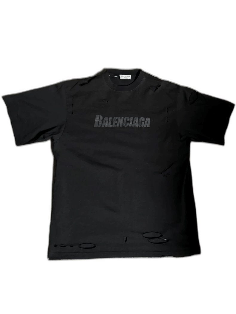 Balenciaga Balenciaga Logo Distressed Short Sleeve Shirt-2505 Size US XS / EU 42 / 0 - 1 Thumbnail