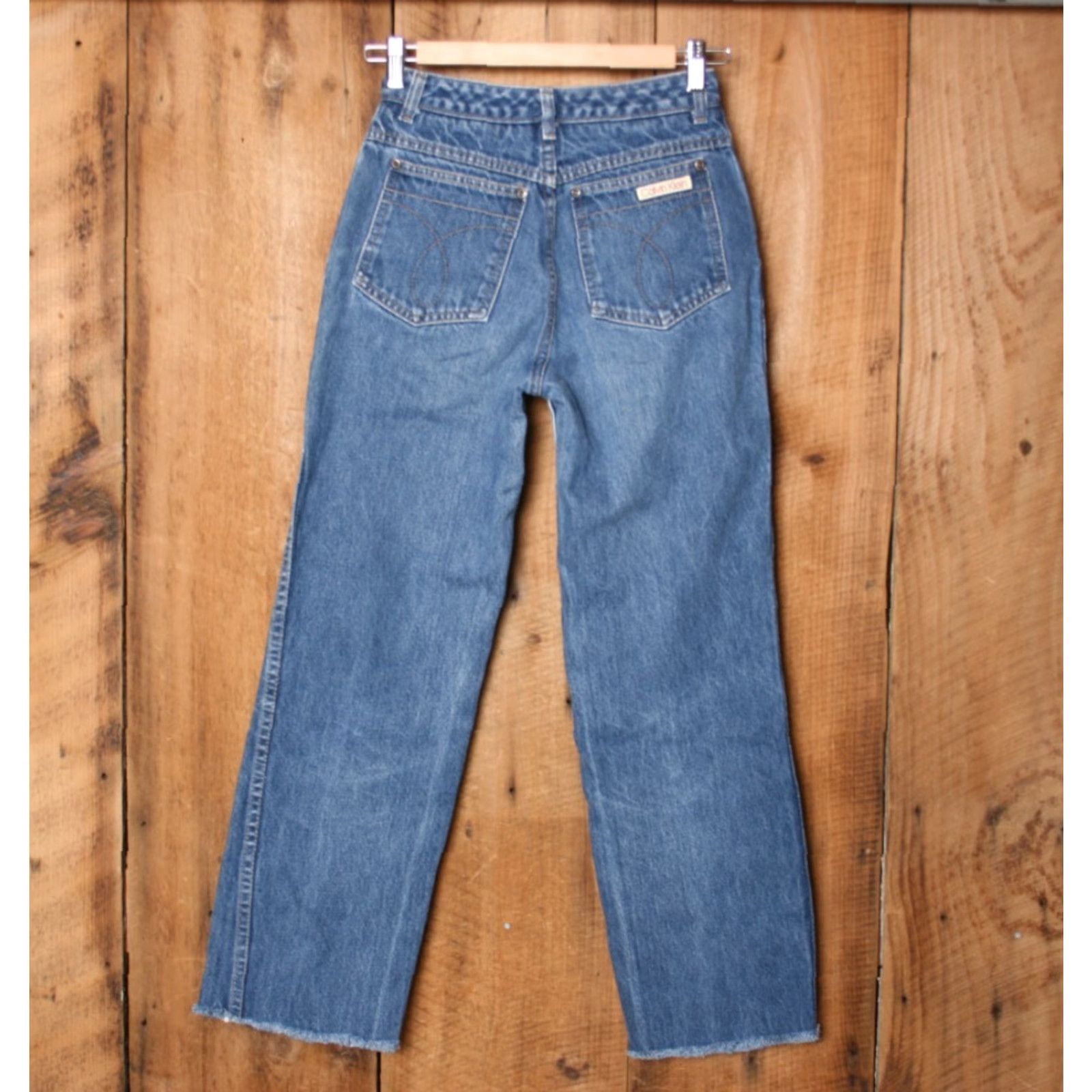 Calvin Klein VINTAGE Calvin Klein Jeans Womens Cropped High Waisted Wide Straight Leg 23 27 Blue Denim Cotton 5-Pocket Size 40" / US 18 - 5 Thumbnail