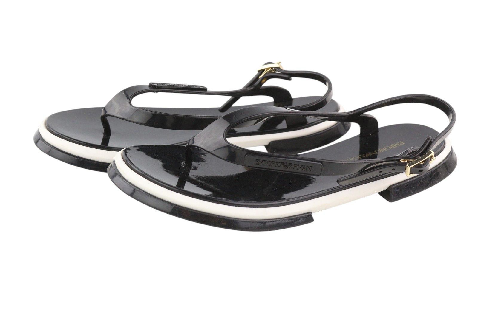 Emporio Armani EU37 Black Jelly Thong Slingback 84786 Size US 6 / IT 36 - 2 Thumbnail