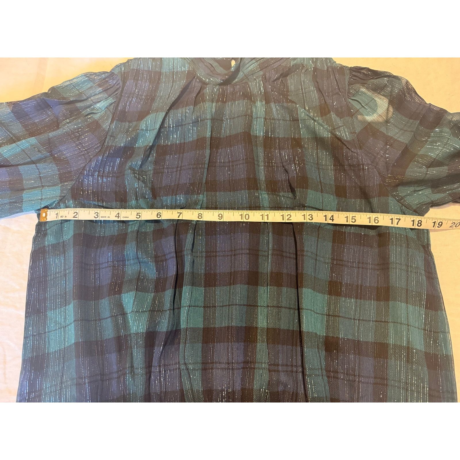 Ann Taylor Ann Taylor Petite Tartan Shirred Mock Neck Popover Top Size M / US 6-8 / IT 42-44 - 3 Thumbnail