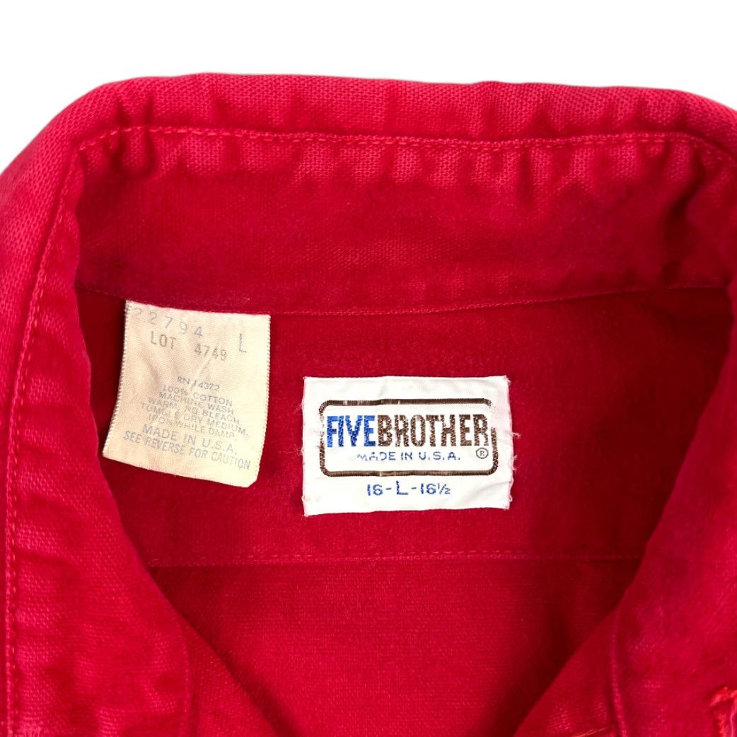 Vintage VINTAGE Five Brother Shirt Adult LARGE Red Flannel USA Union Made Barn Chore 80s Size US L / EU 52-54 / 3 - 5 Thumbnail