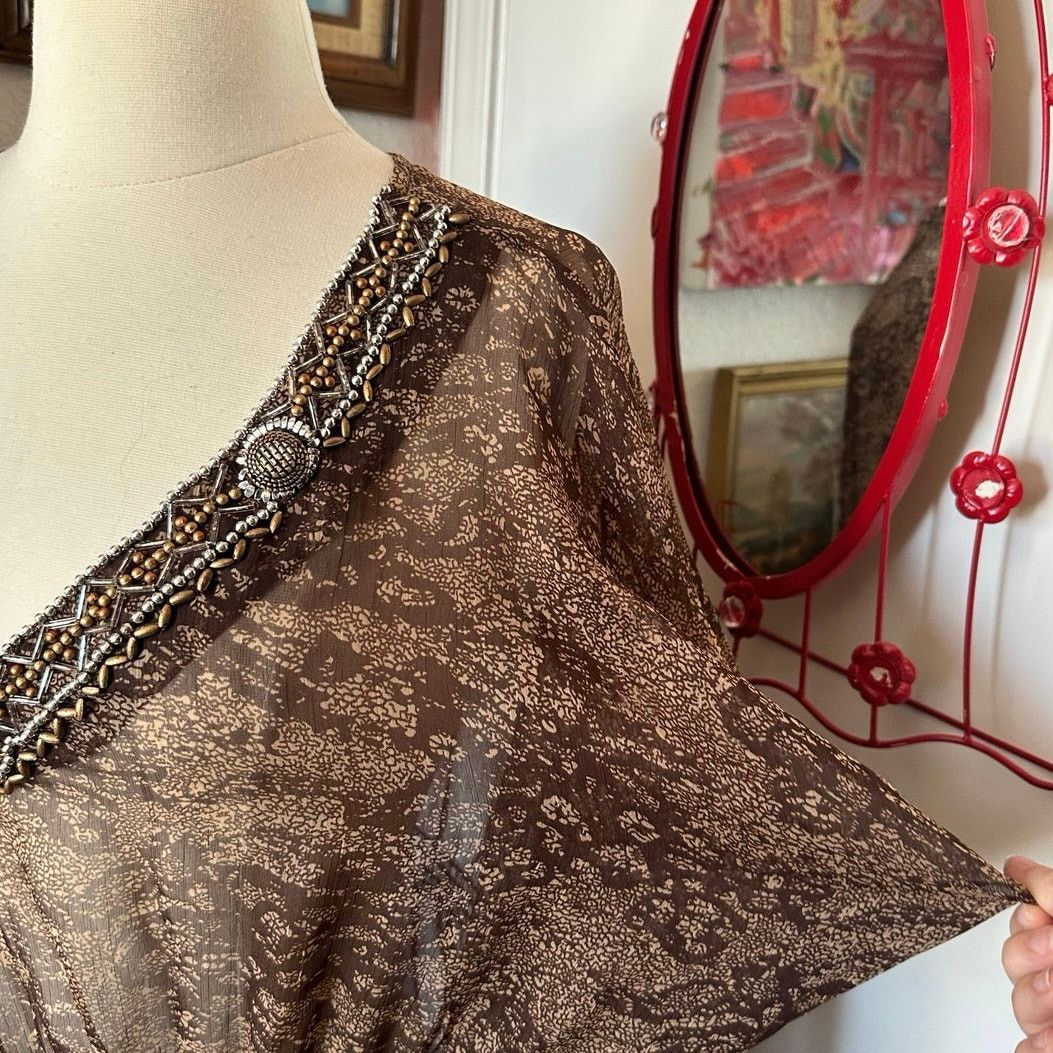 Wrangler wrangler sheer swimsuit cover short sleeve blouse paisley Size L / US 10 / IT 46 - 3 Thumbnail