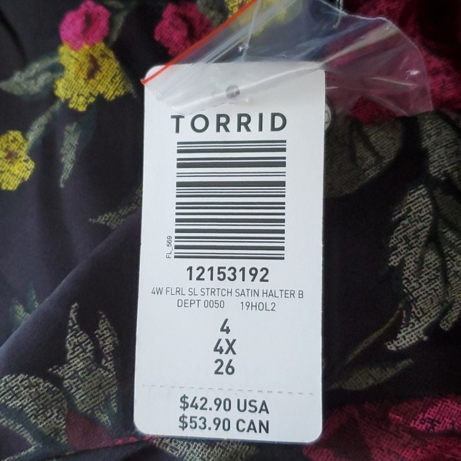 Torrid TORRID ☆ FLORAL BLACK SATIN HALTER TOP ☆ 4X NWT Size 4XL / US 24-26 - 8 Thumbnail